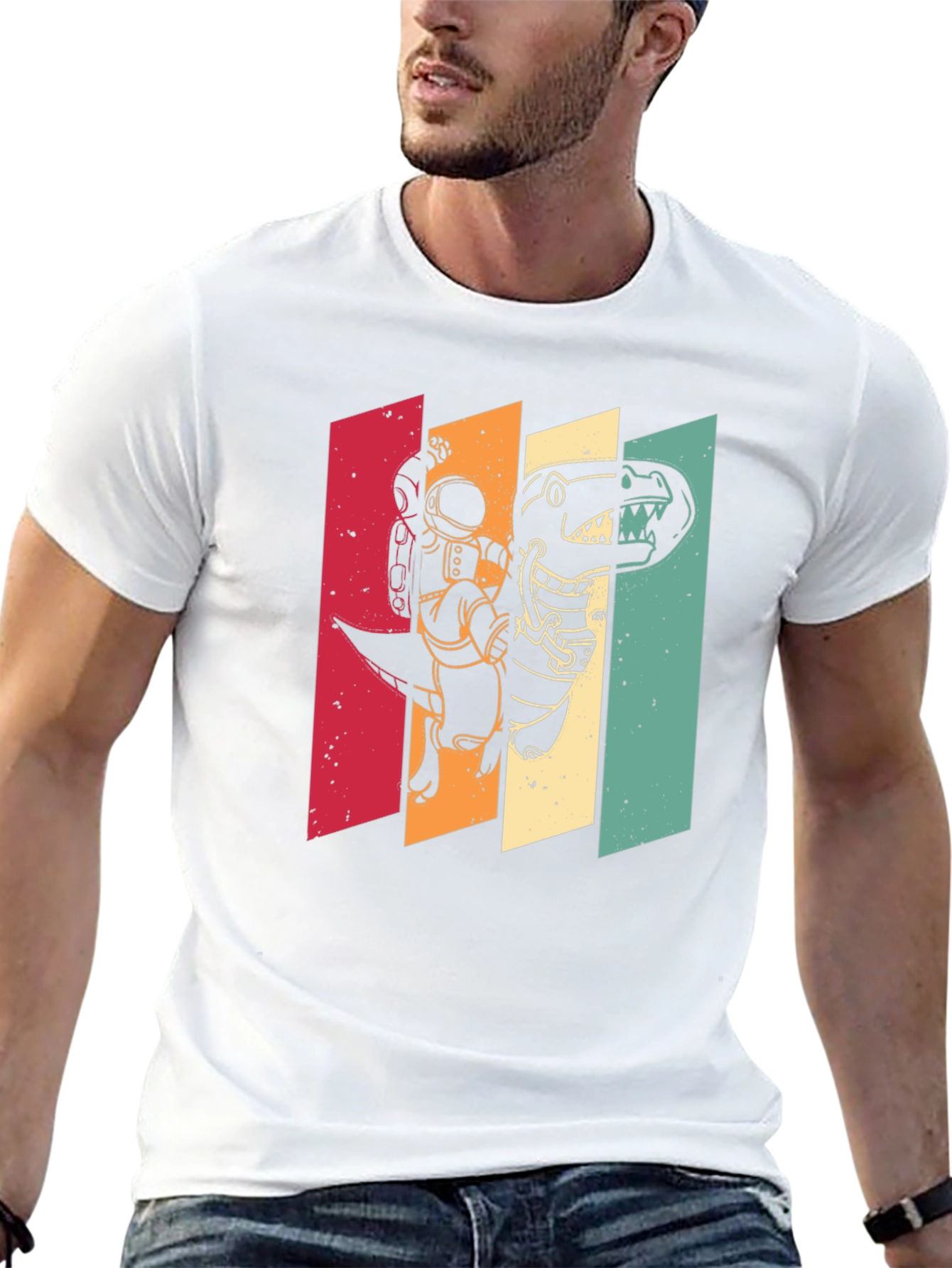 Retro Astronaut Dinosaur T-Shirt