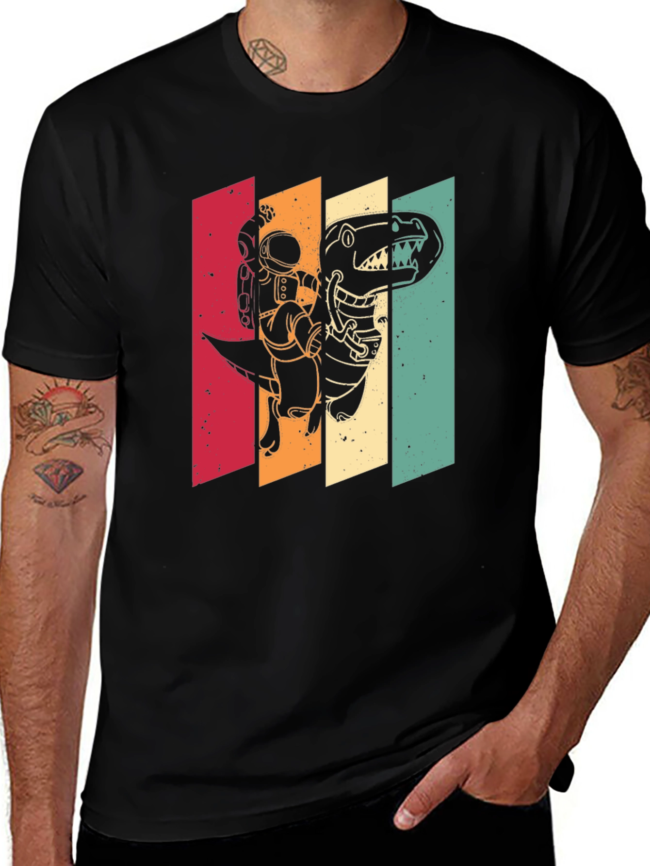 Retro Astronaut Dinosaur T-Shirt