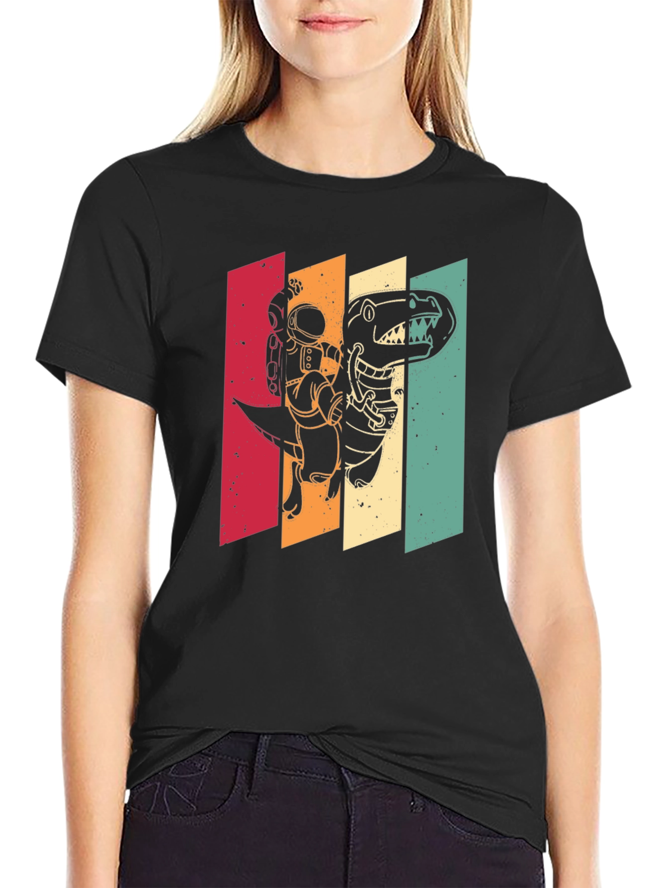 Retro Astronaut Dinosaur T-Shirt