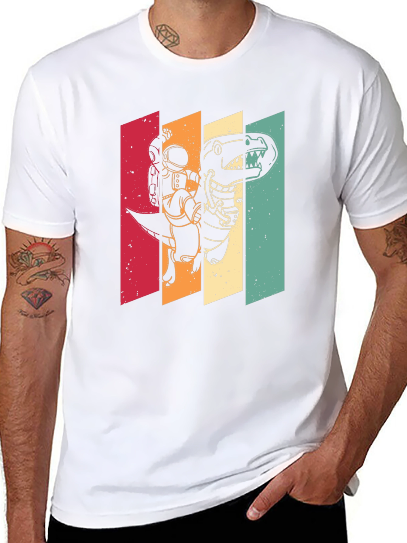 Retro Astronaut Dinosaur T-Shirt