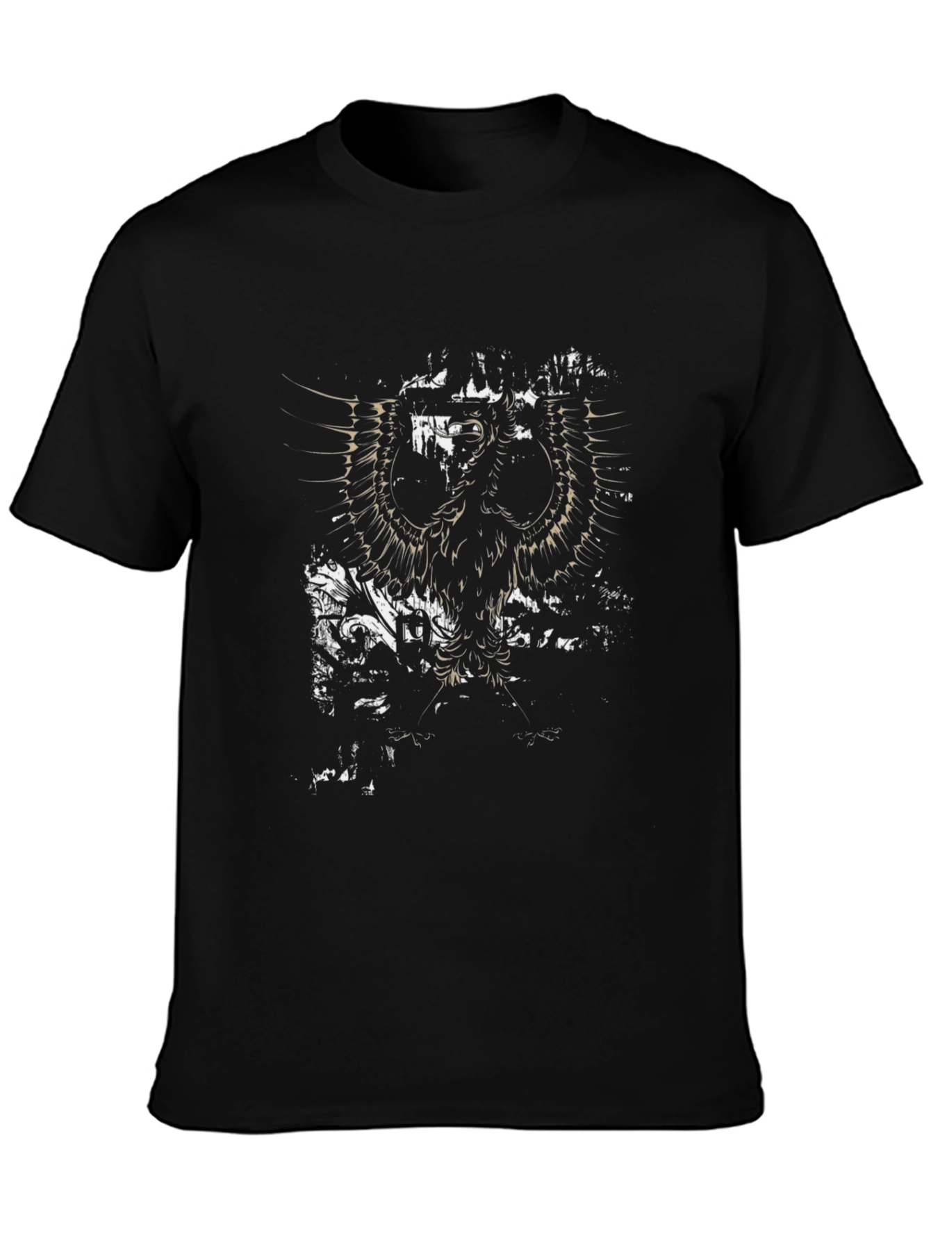 Mens Black Graphic Print Eagle T-Shirt