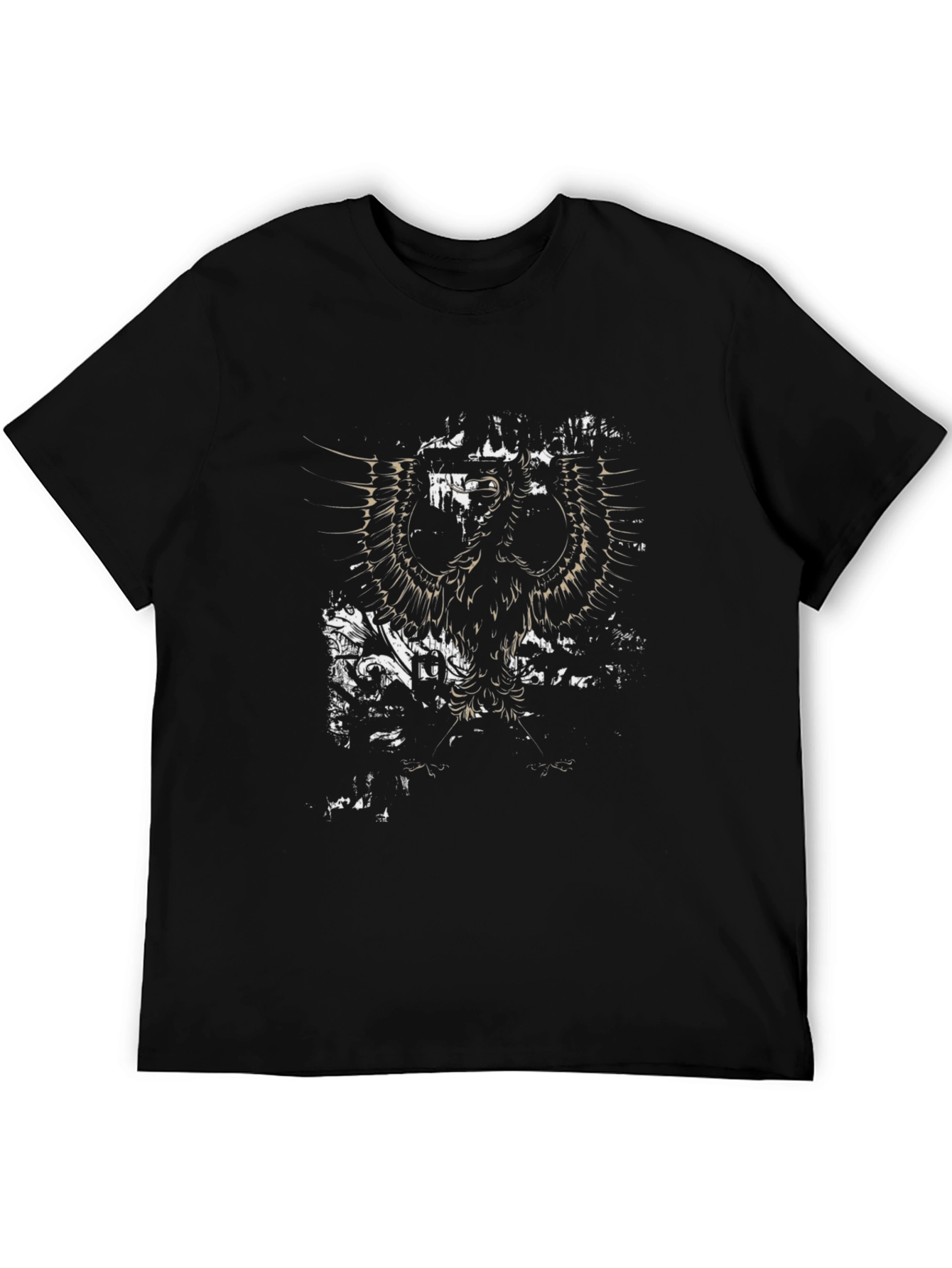 Mens Black Graphic Print Eagle T-Shirt