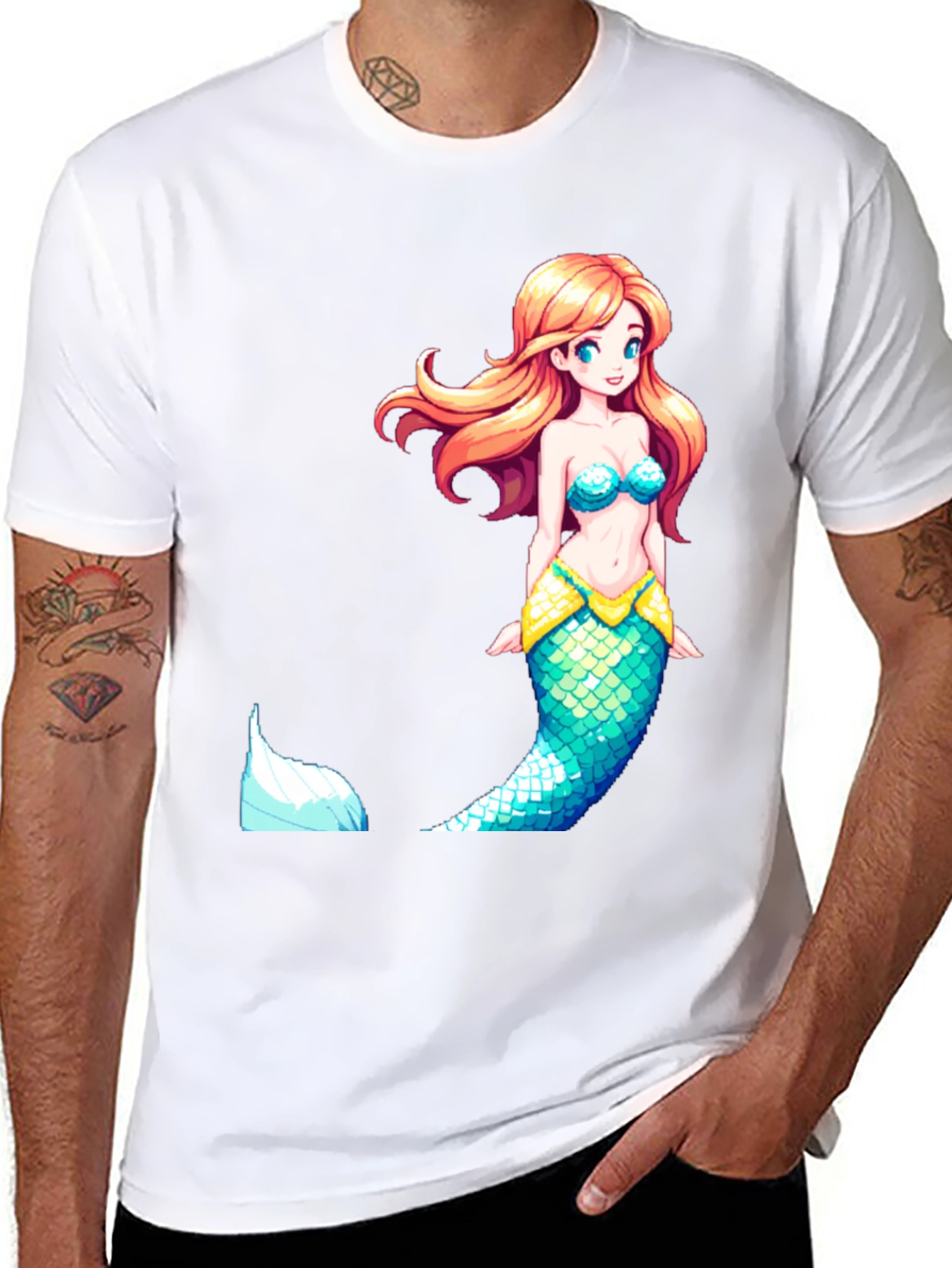 Mermaid Graphic Tee - Black Cotton Blend