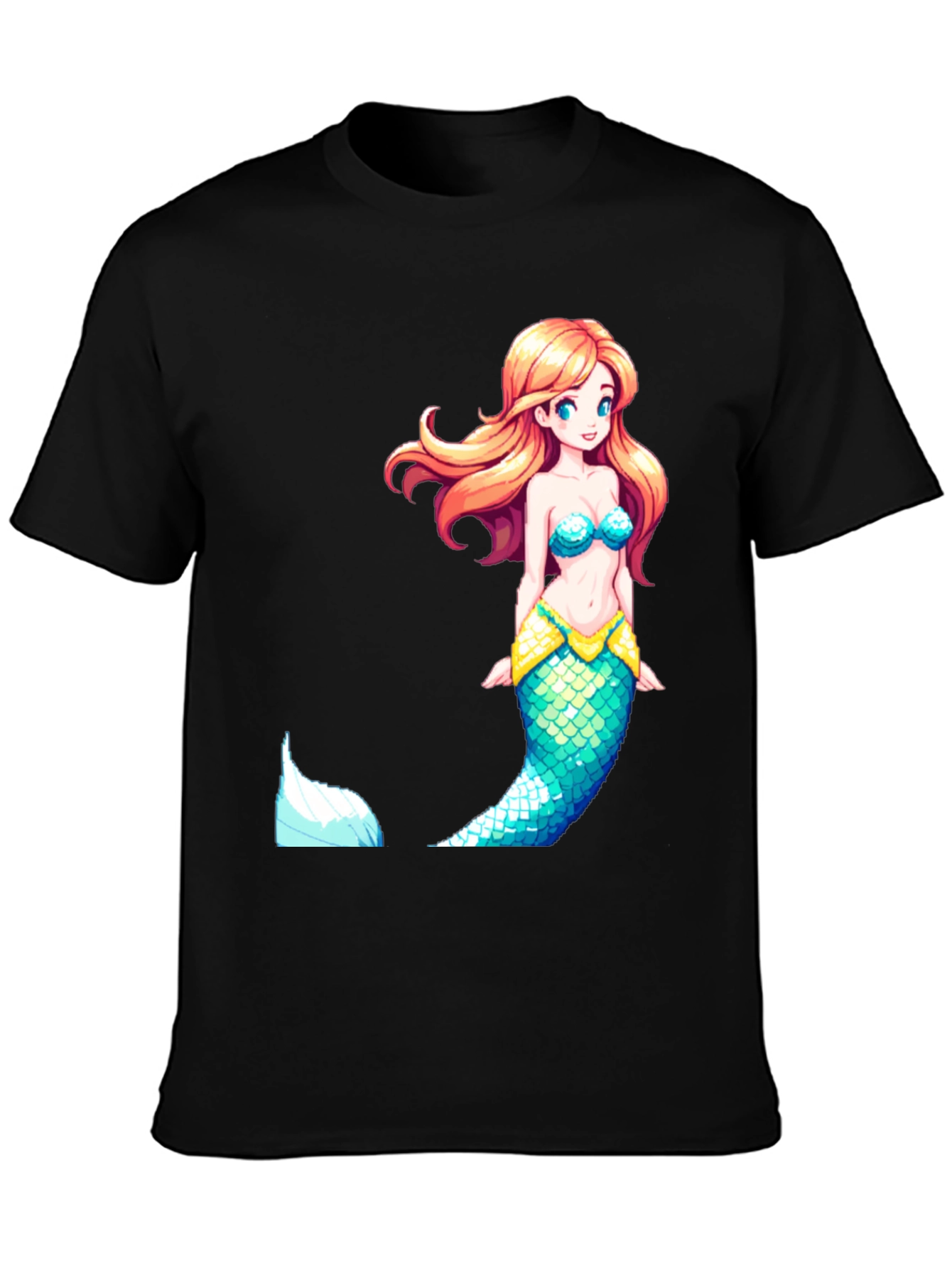 Mermaid Graphic Tee - Black Cotton Blend