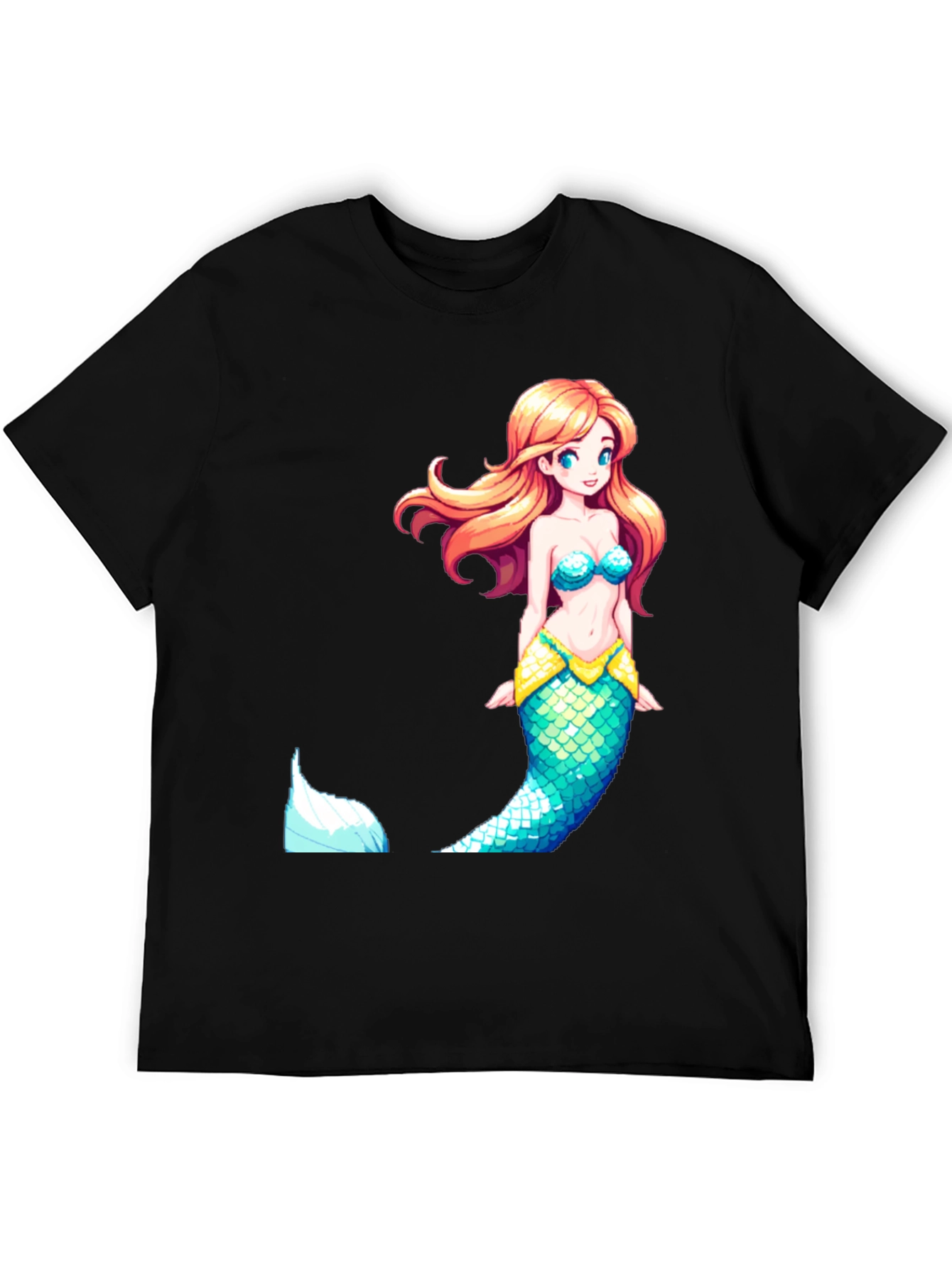 Mermaid Graphic Tee - Black Cotton Blend
