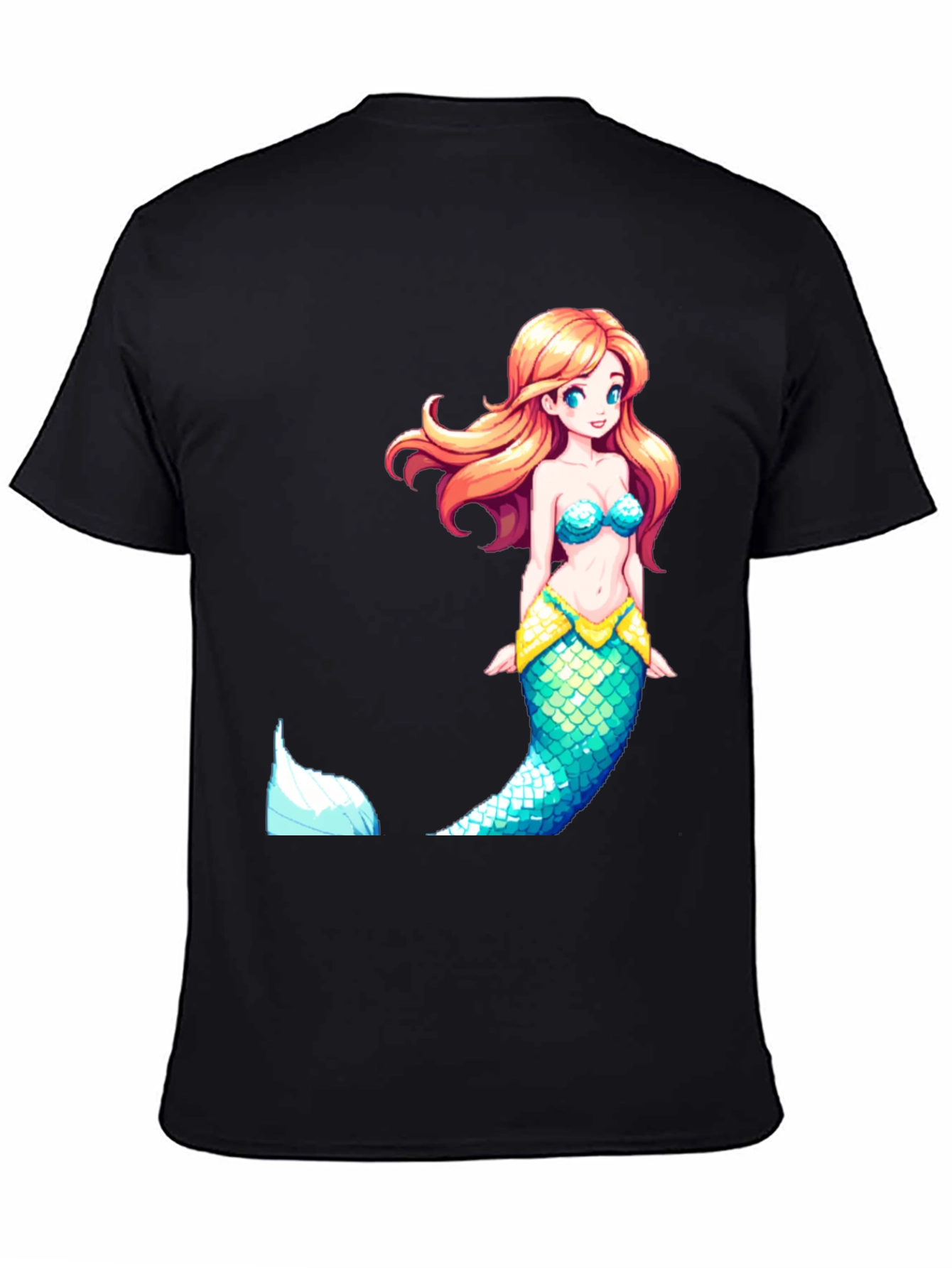 Mermaid Graphic Tee - Black Cotton Blend
