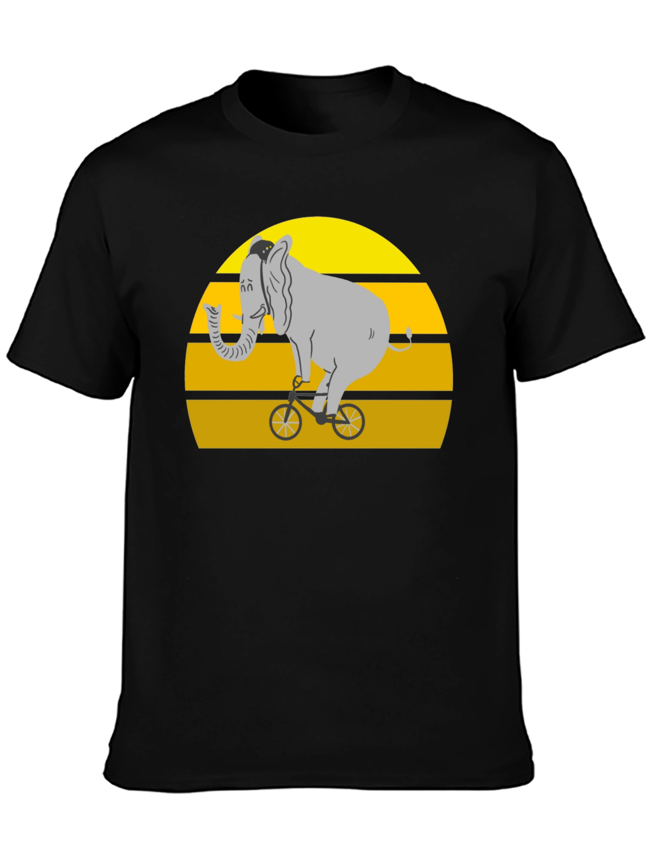 Elephant on Bike Graphic Tee - Black Cotton