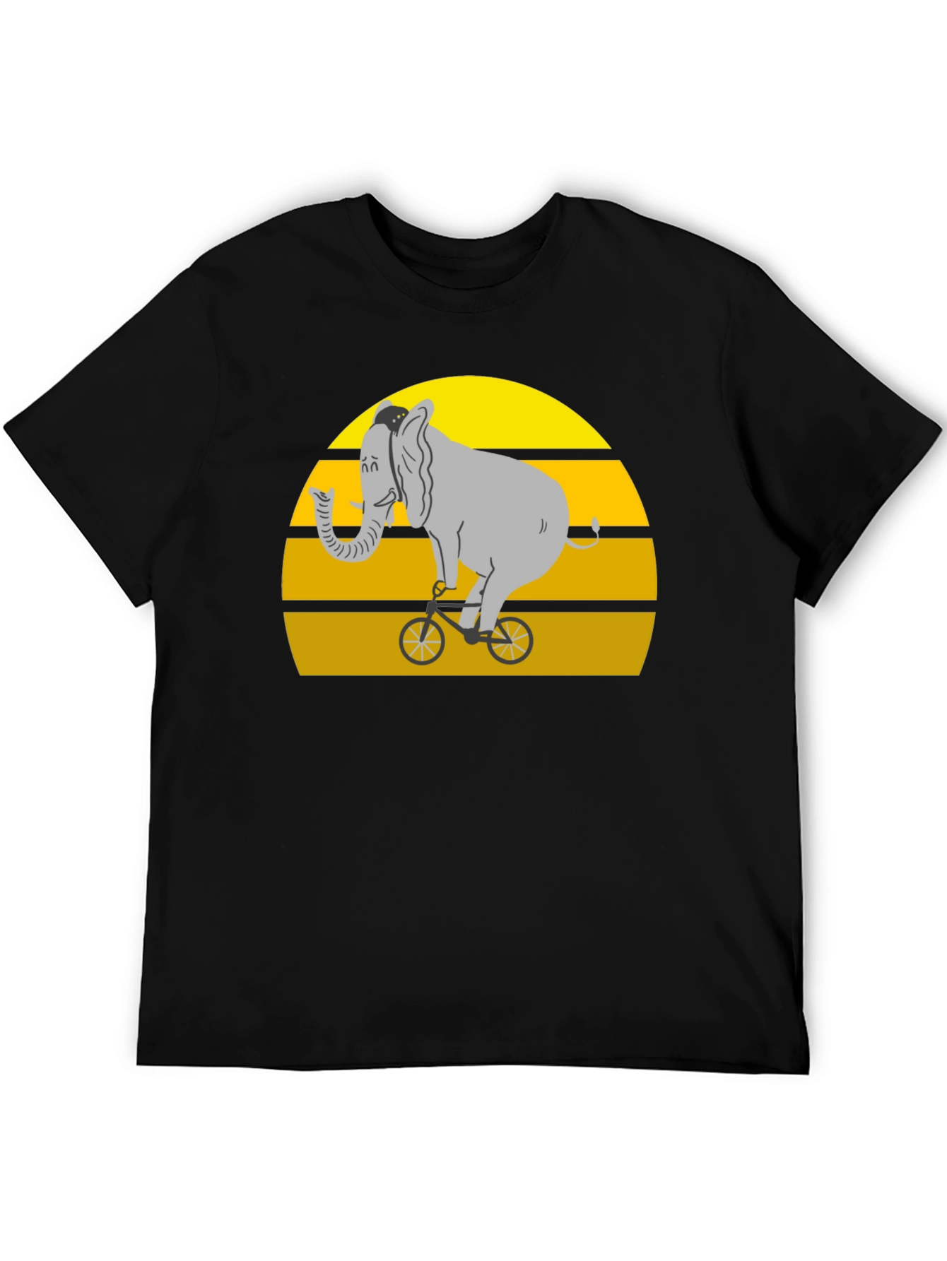 Elephant on Bike Graphic Tee - Black Cotton