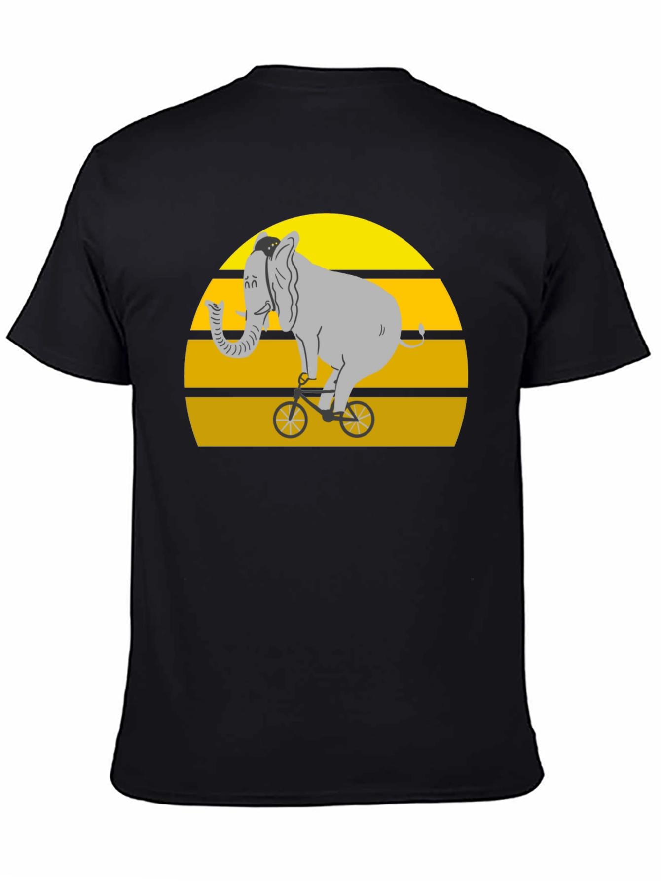 Elephant on Bike Graphic Tee - Black Cotton