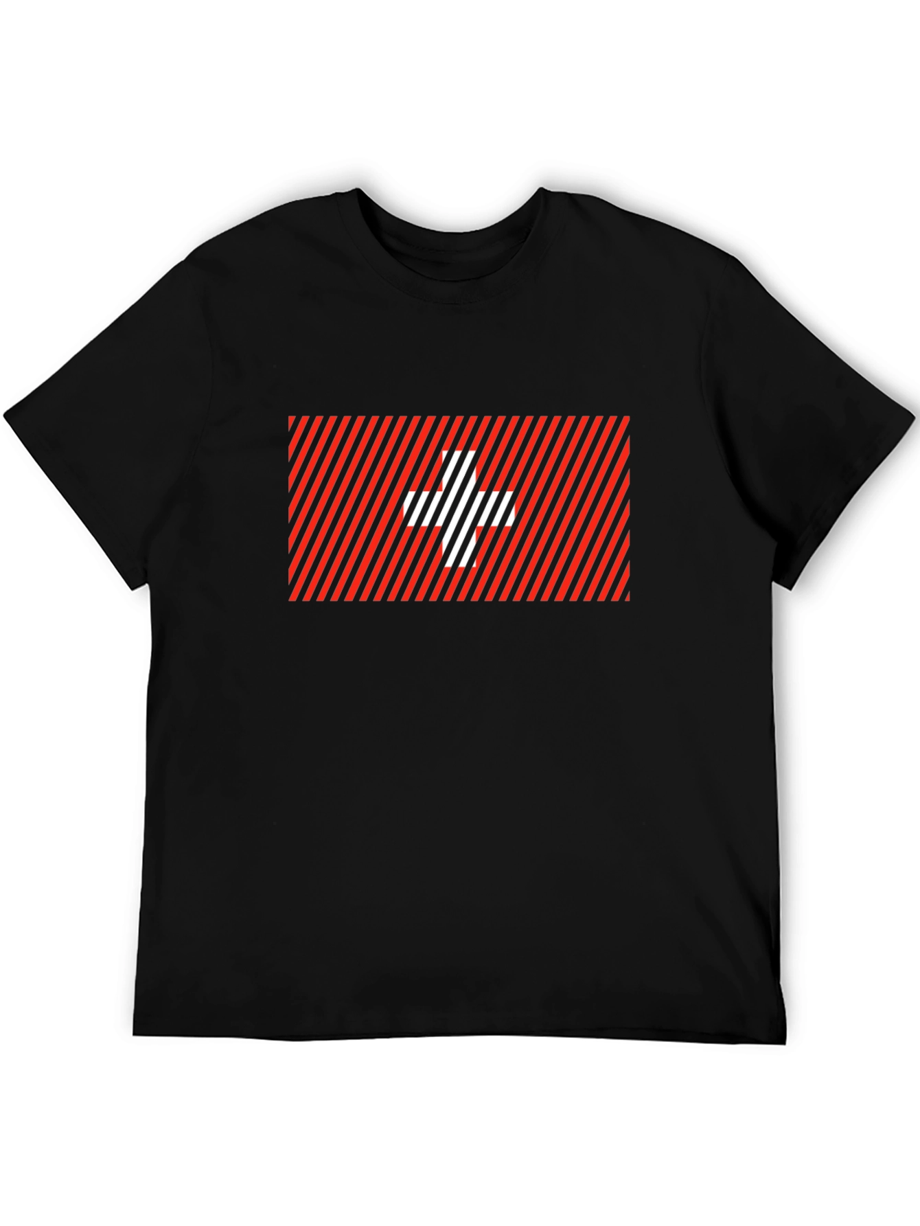 Striped Swiss Cross Graphic Tee - Modern Casual Style