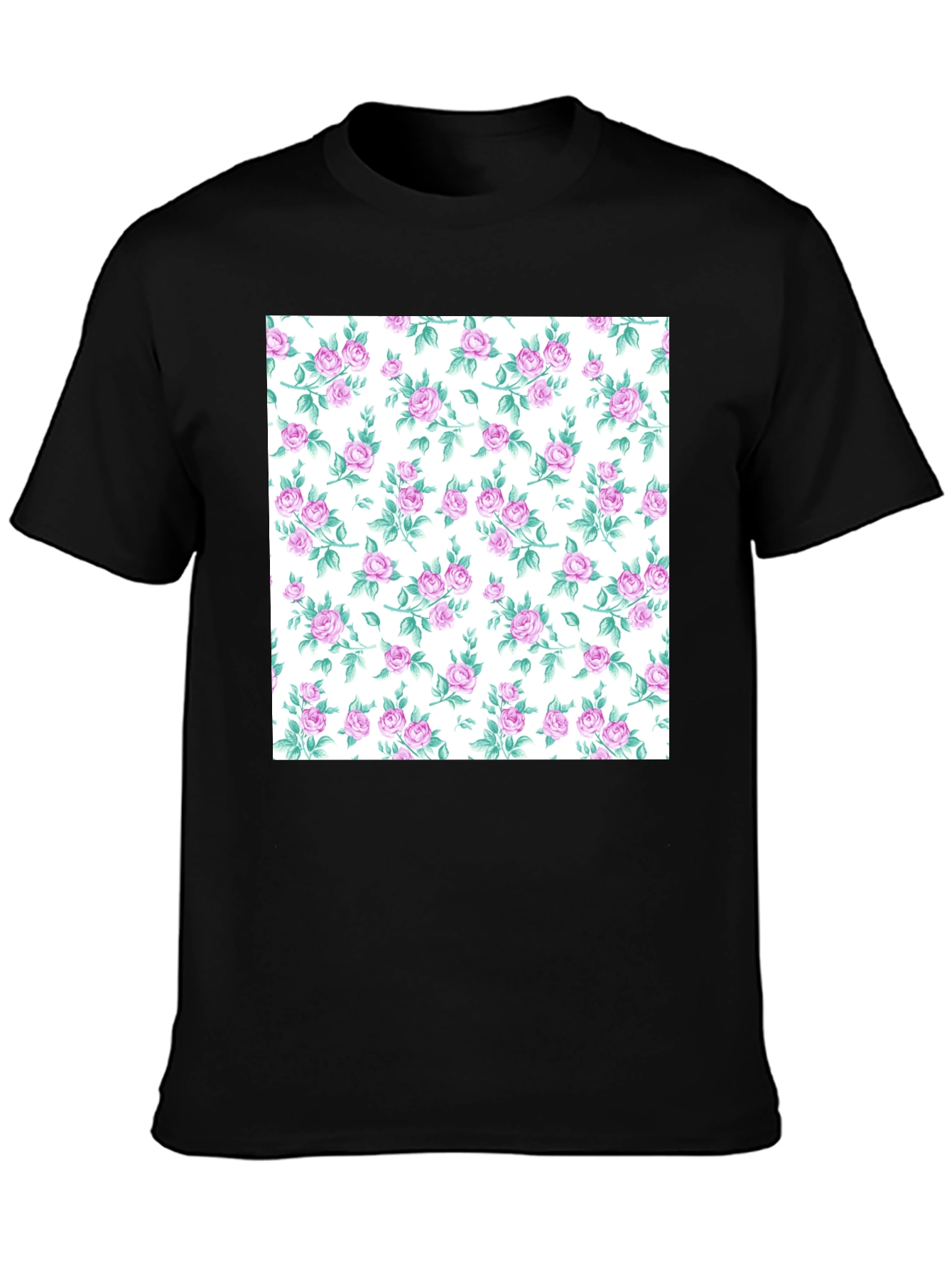 Floral Print T-Shirt - Stylish Rose Pattern