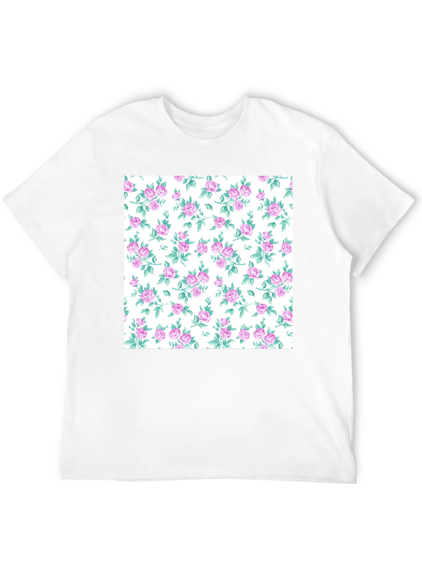 Floral Print T-Shirt - Stylish Rose Pattern