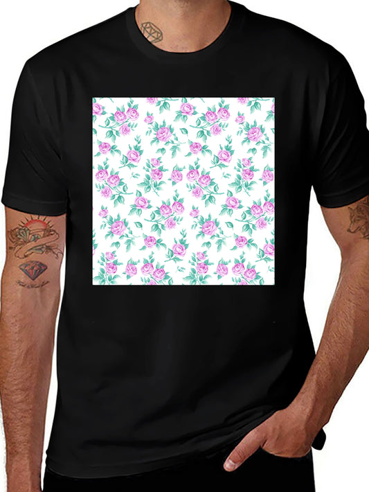 Floral Print T-Shirt - Stylish Rose Pattern