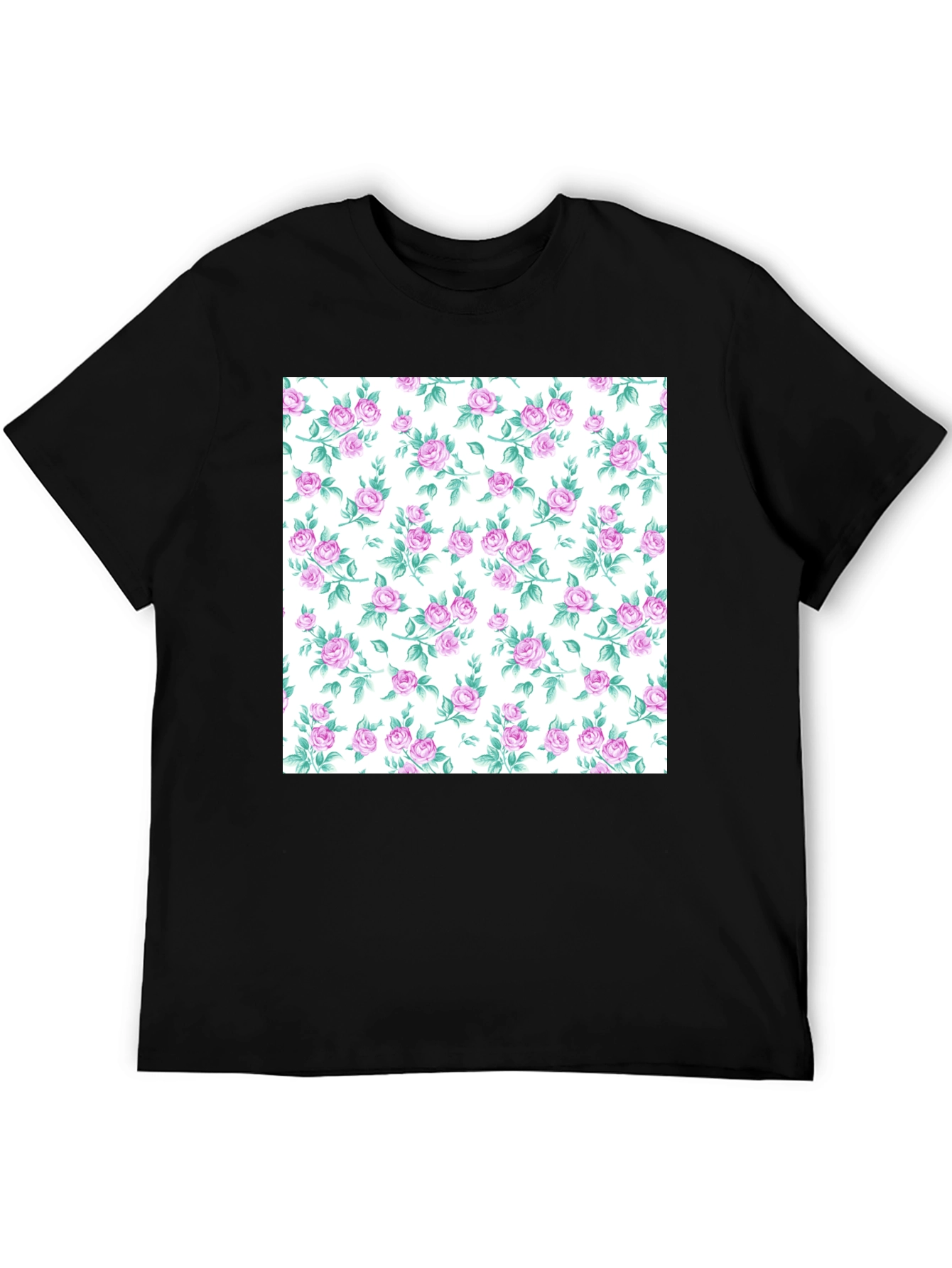 Floral Print T-Shirt - Stylish Rose Pattern