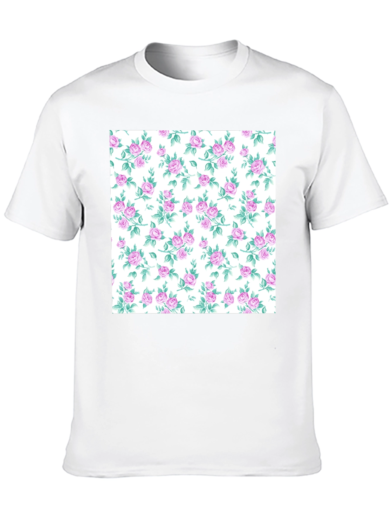 Floral Print T-Shirt - Stylish Rose Pattern