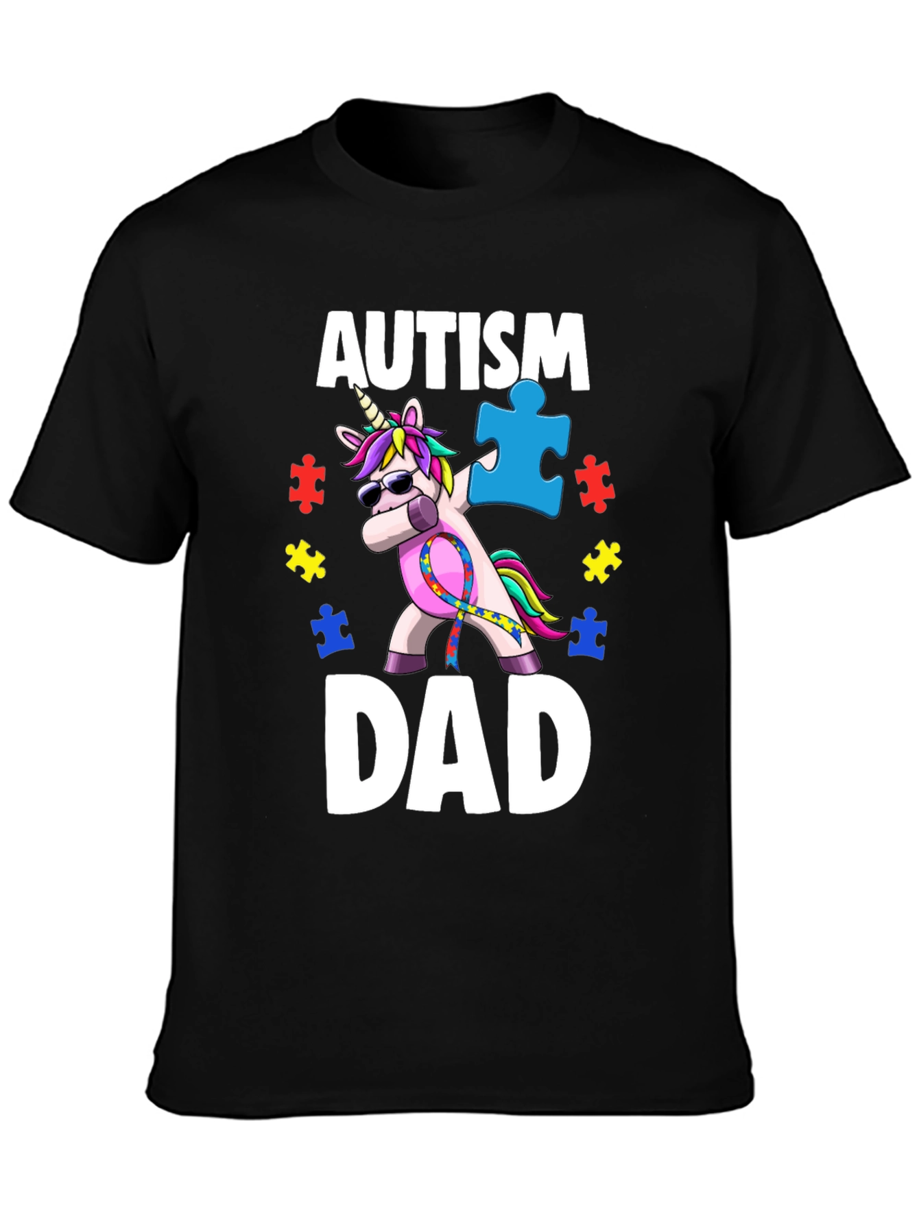 Autism Awareness Dad T-Shirt Unicorn Dabbing