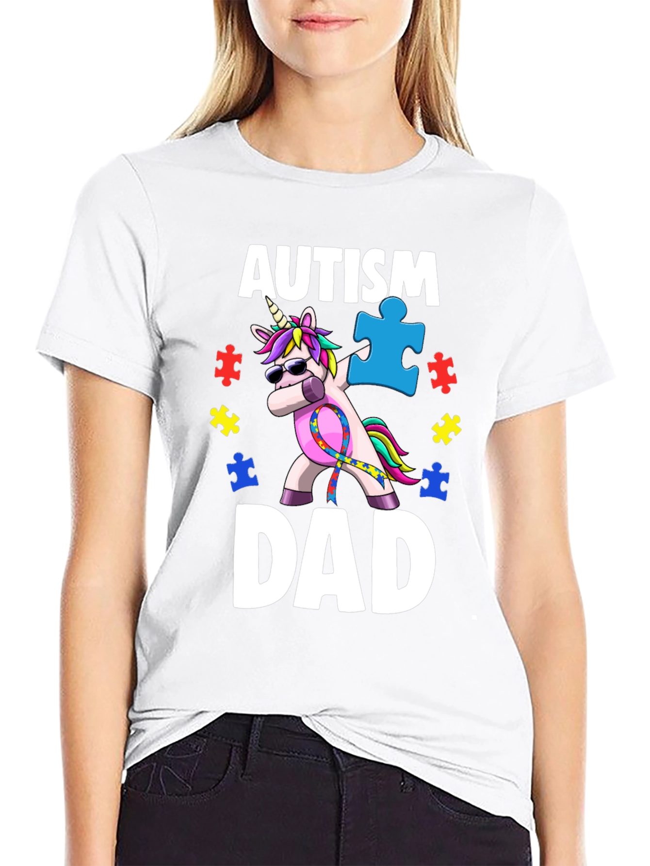 Autism Awareness Dad T-Shirt Unicorn Dabbing