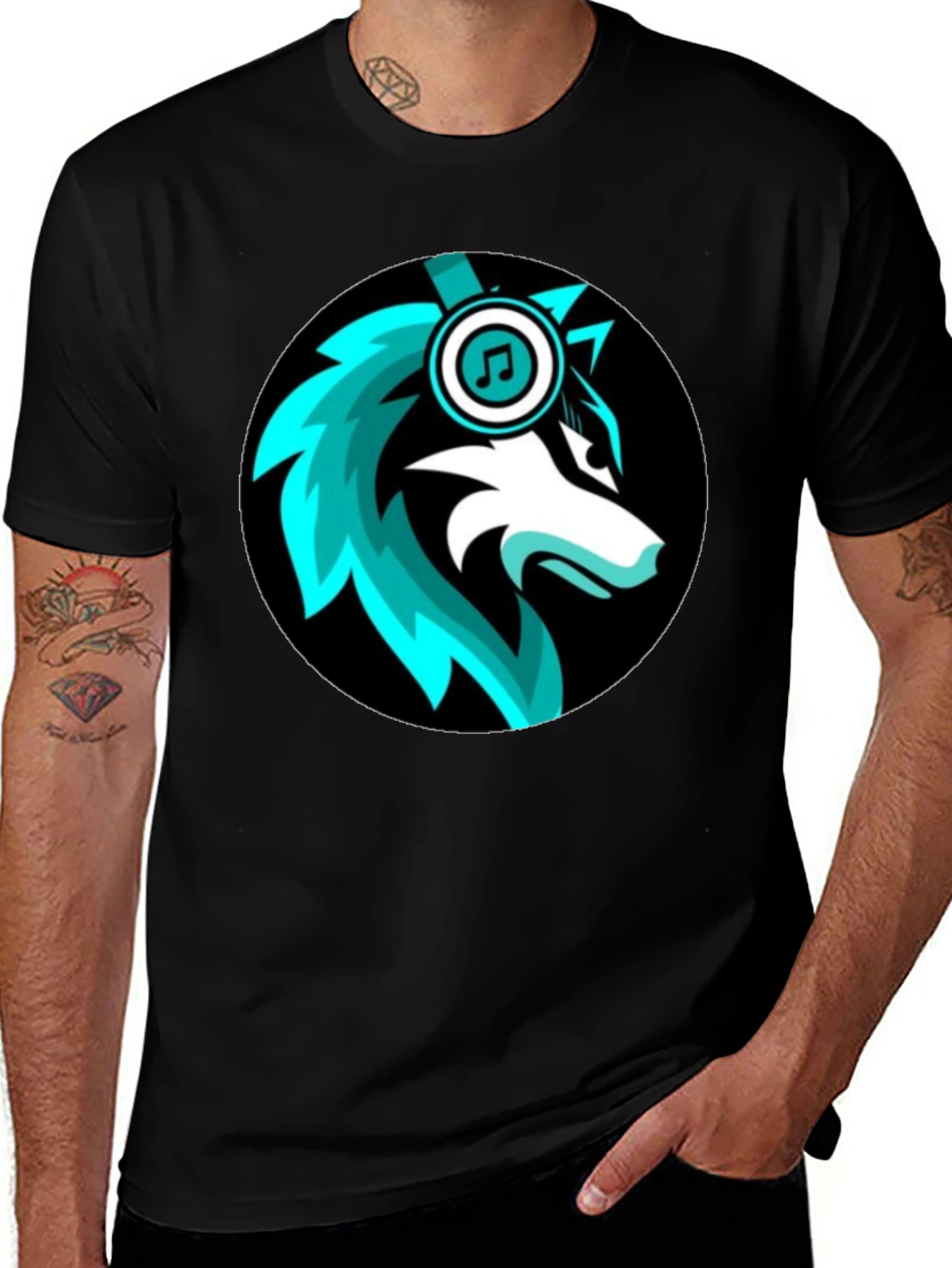 Wolf DJ Black T-Shirt - Music Lover Apparel