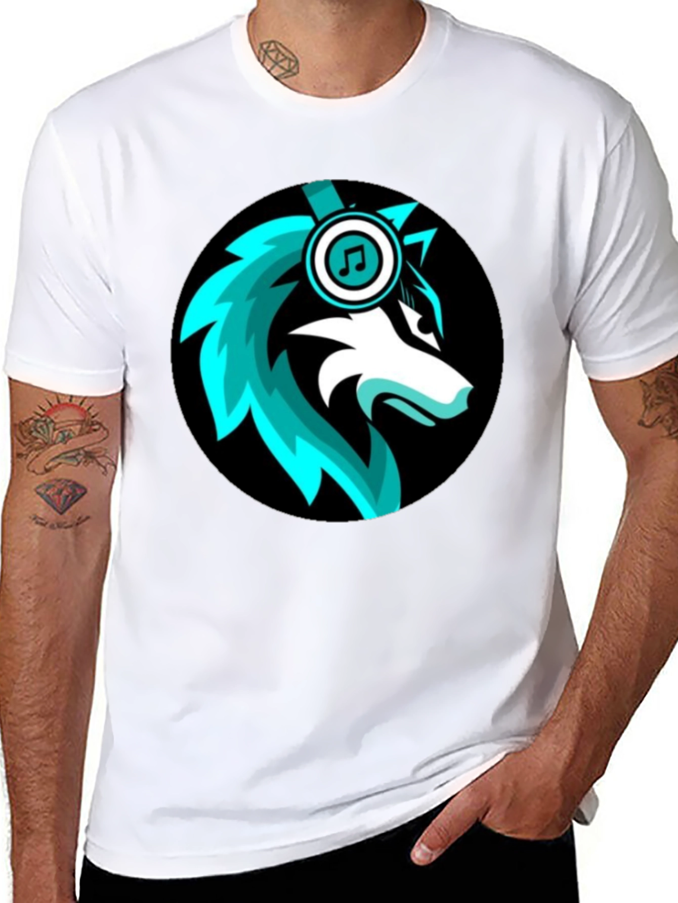 Wolf DJ Black T-Shirt - Music Lover Apparel