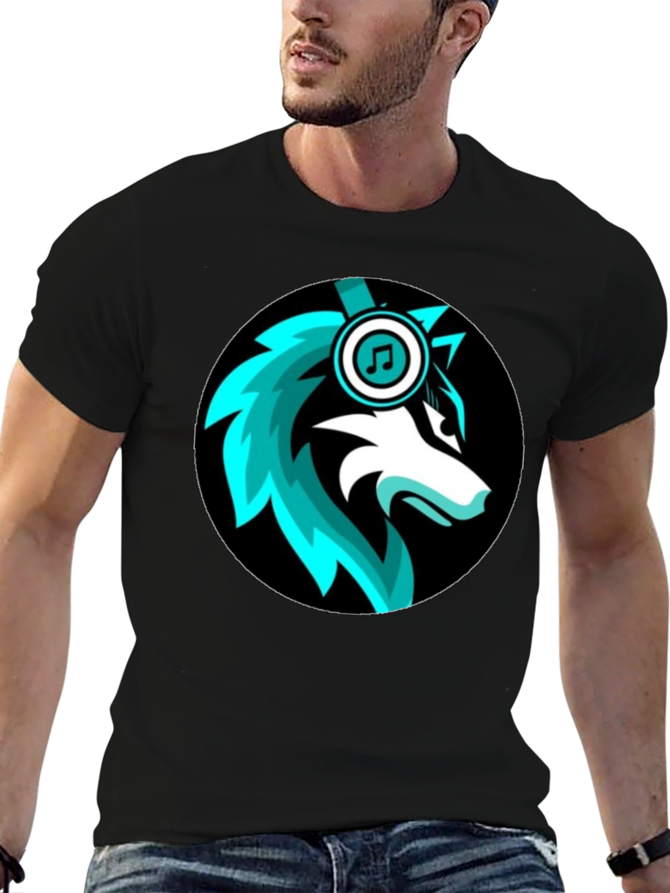 Wolf DJ Black T-Shirt - Music Lover Apparel