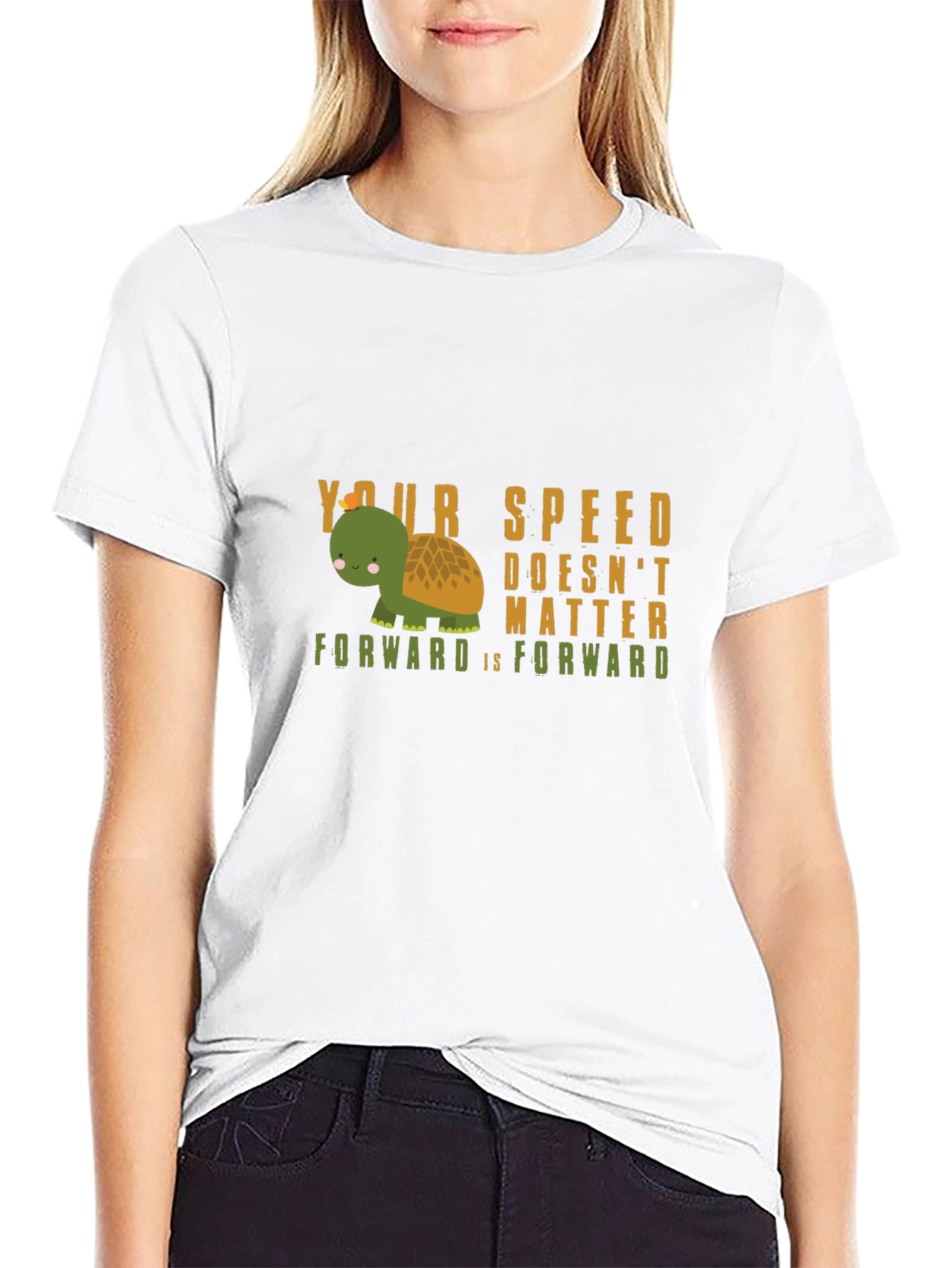 Turtle Your Speed Doesnt Matter Black T-Shirt