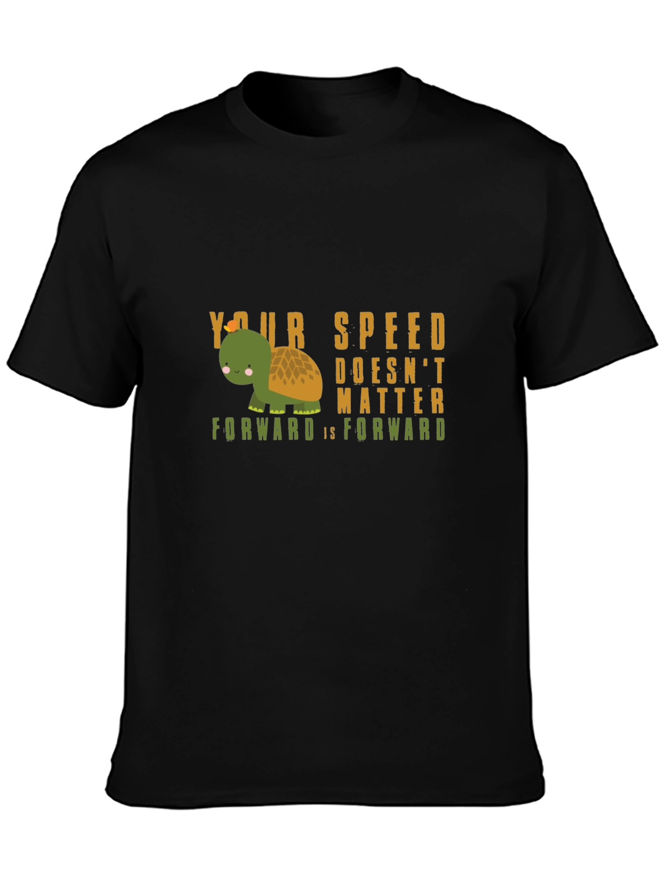 Turtle Your Speed Doesnt Matter Black T-Shirt