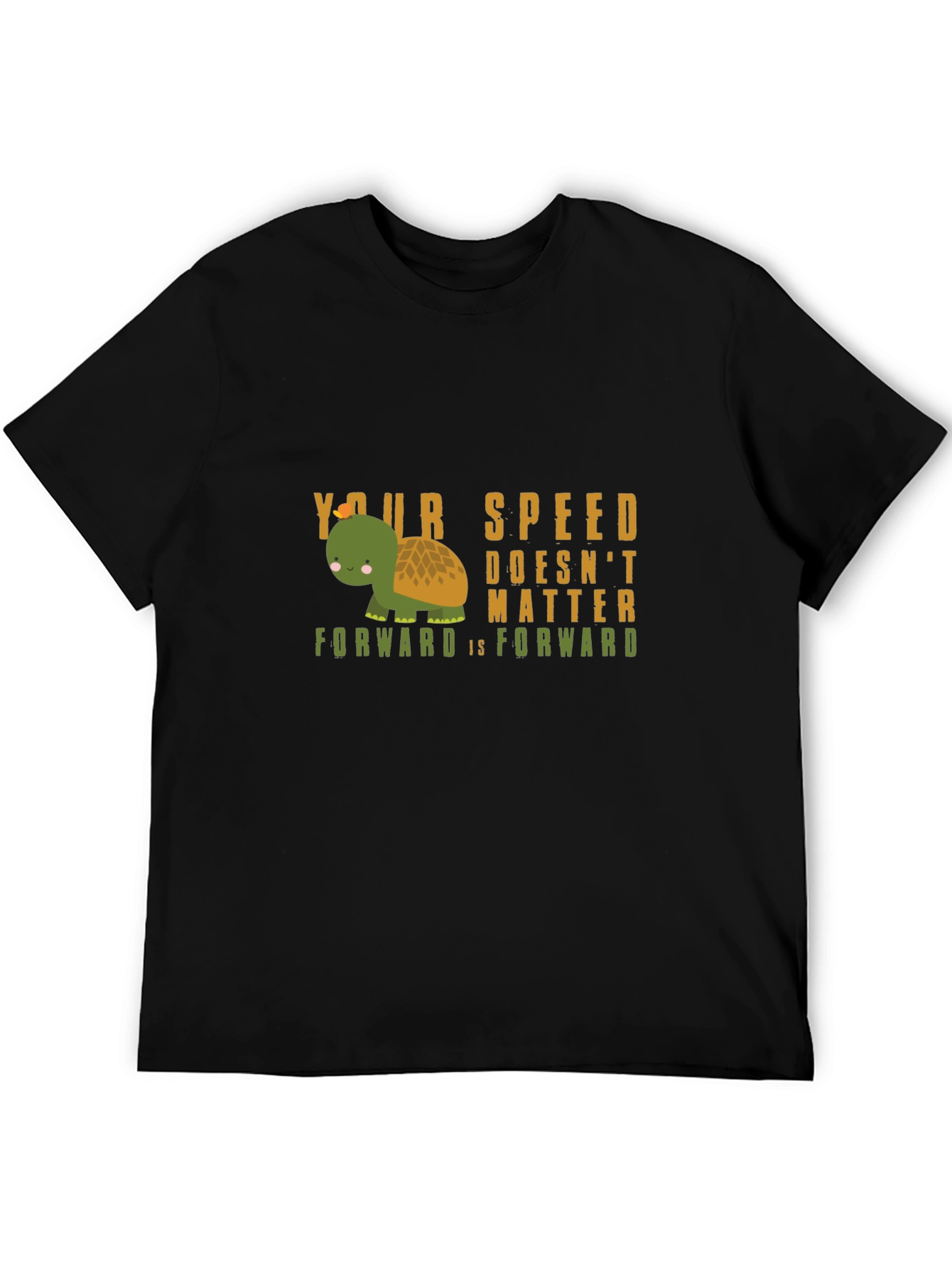 Turtle Your Speed Doesnt Matter Black T-Shirt