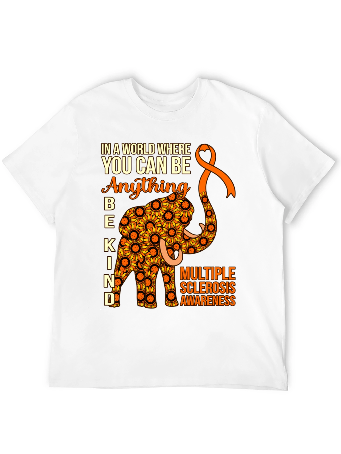 Multiple Sclerosis Awareness Sunflower Elephant T-Shirt