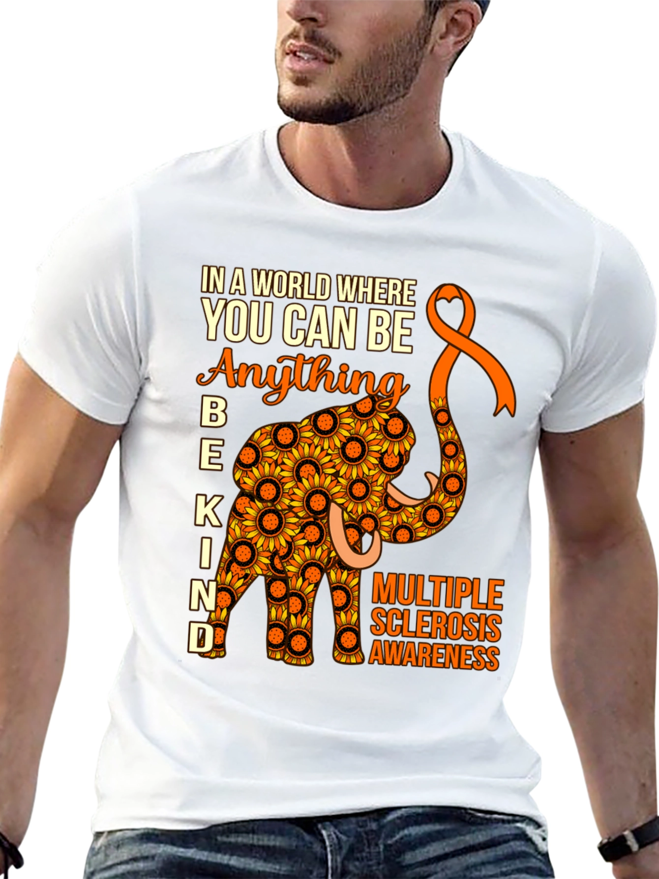 Multiple Sclerosis Awareness Sunflower Elephant T-Shirt