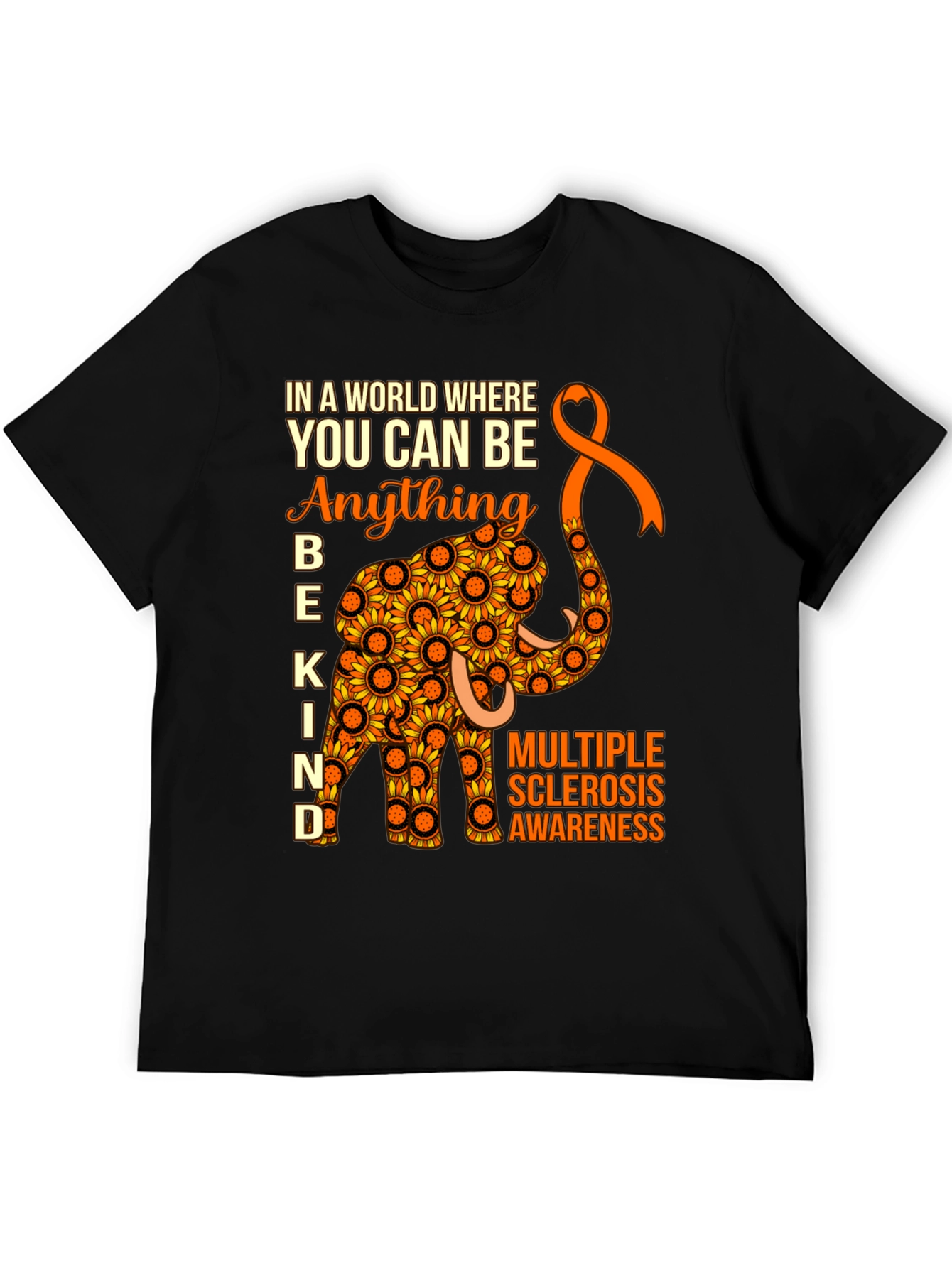 Multiple Sclerosis Awareness Sunflower Elephant T-Shirt