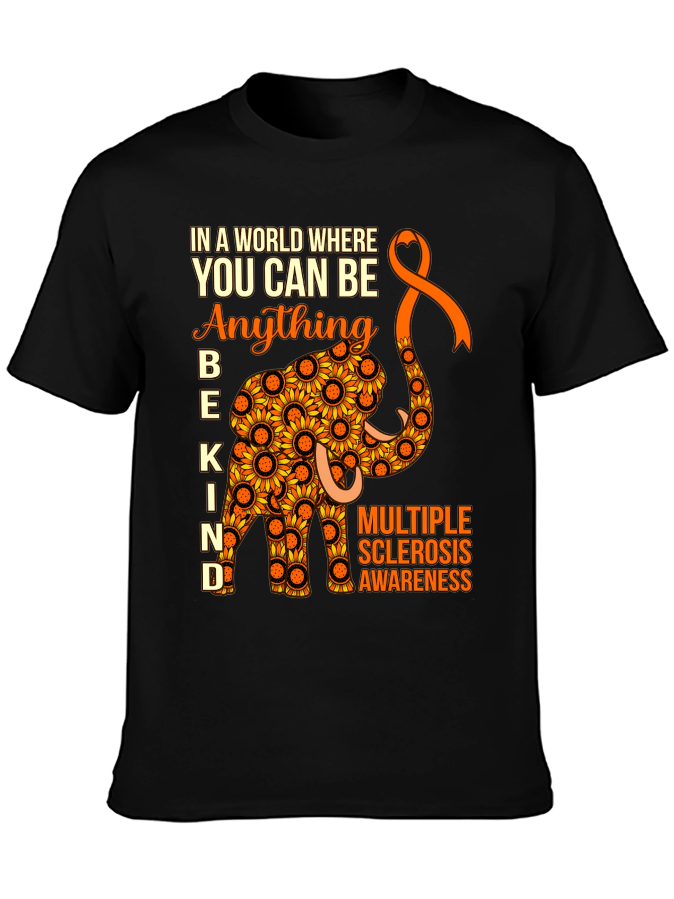 Multiple Sclerosis Awareness Sunflower Elephant T-Shirt