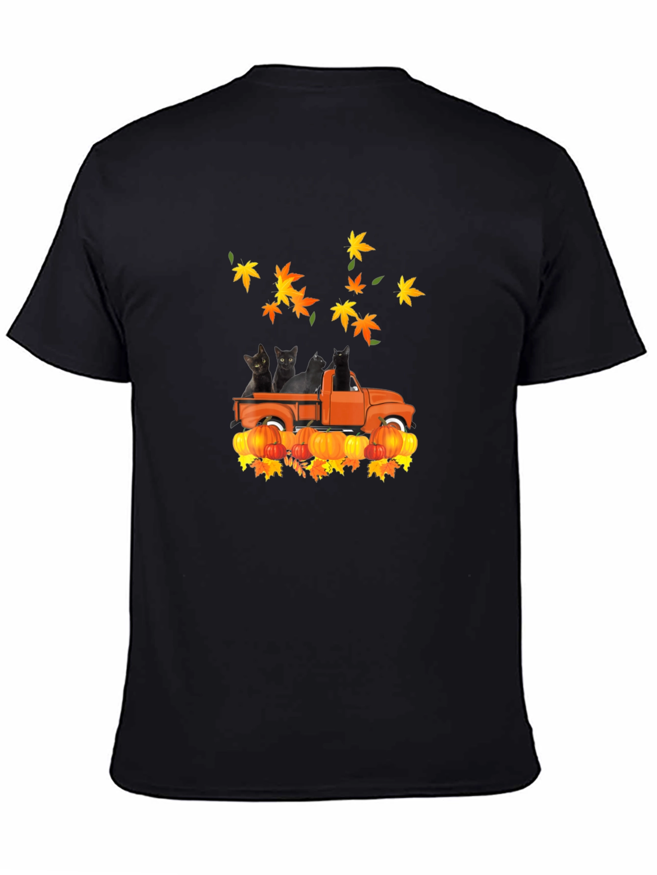 Black Cat Pumpkin Truck Fall T-Shirt