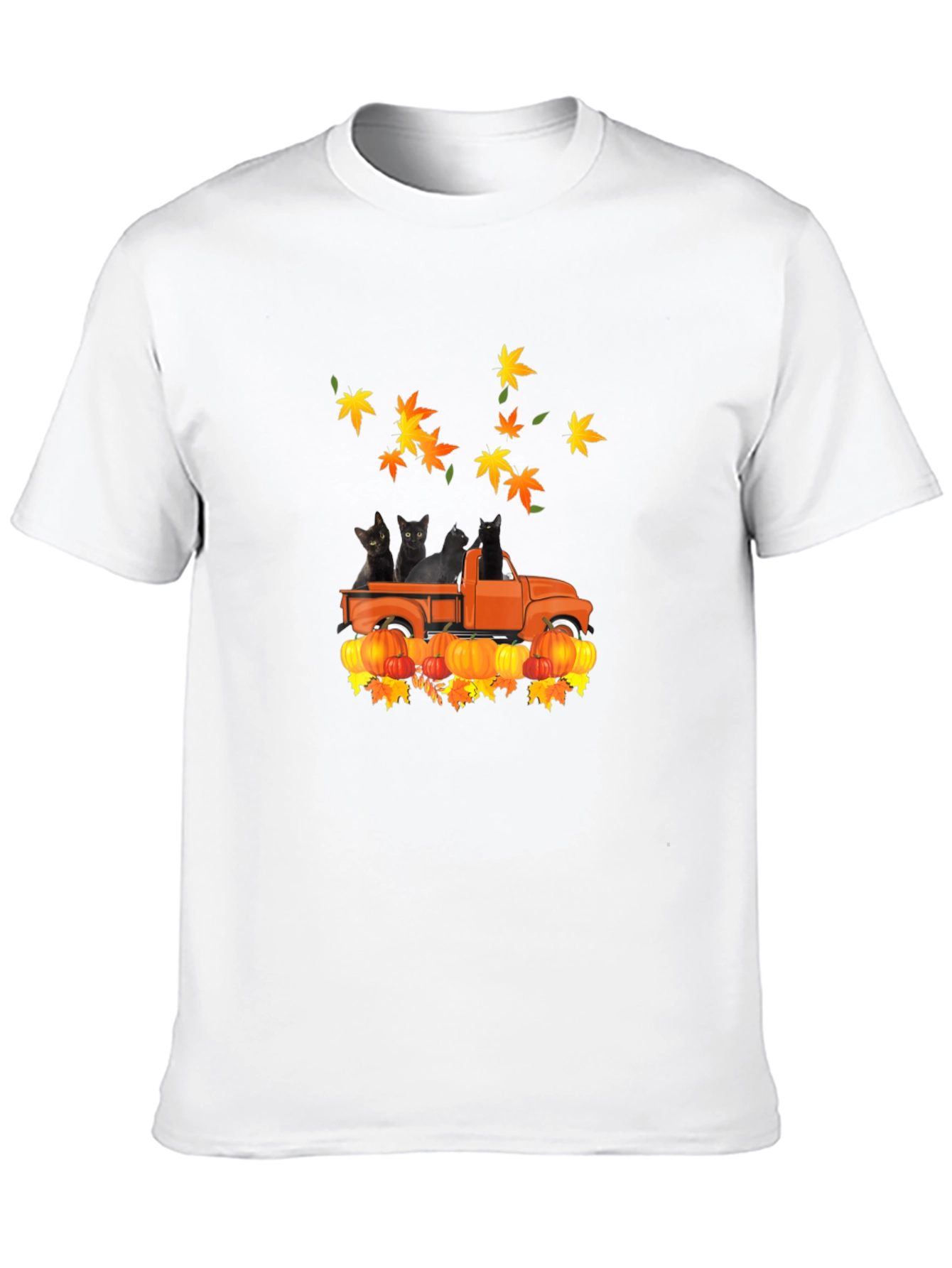 Black Cat Pumpkin Truck Fall T-Shirt
