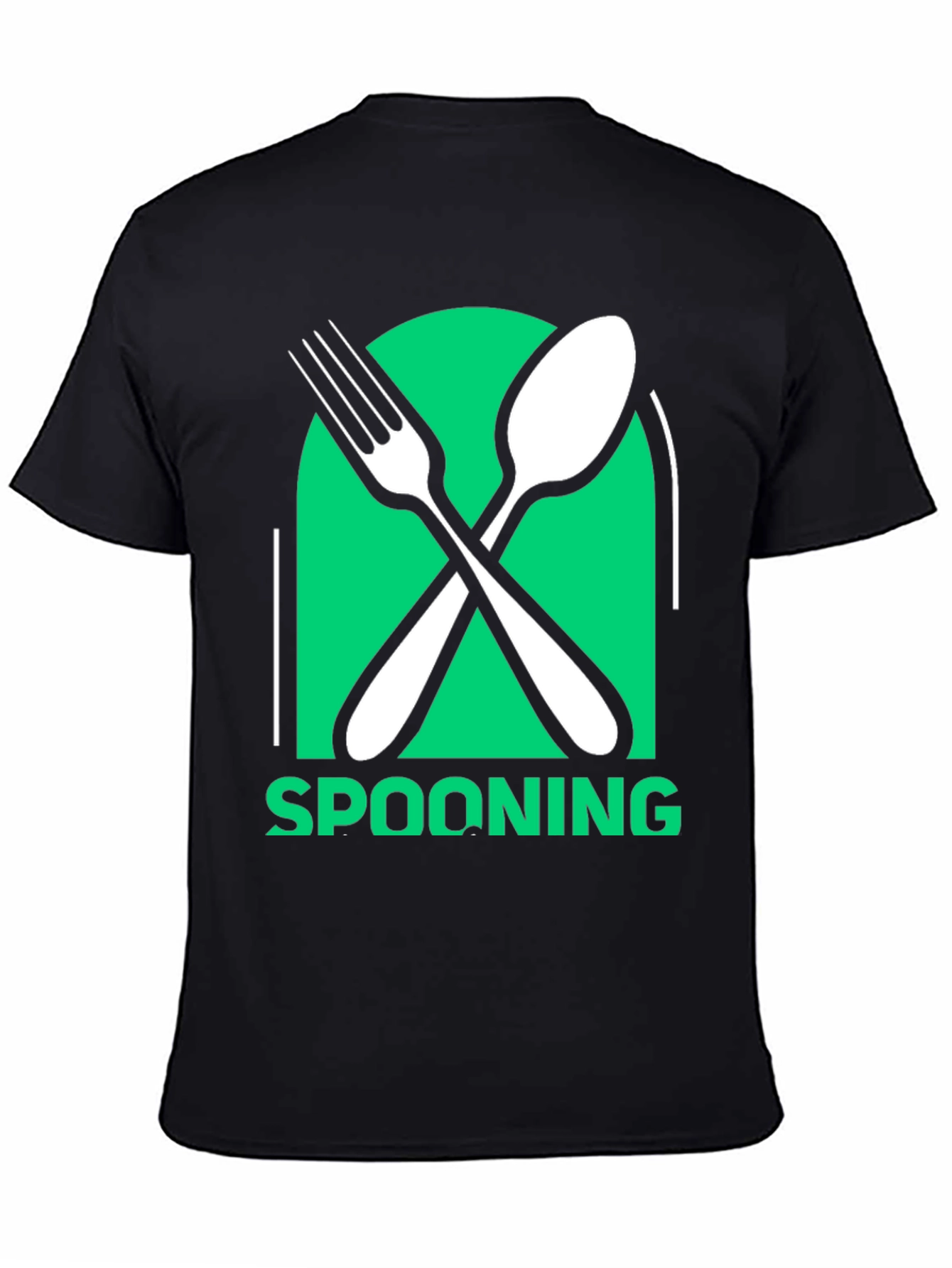 Spooning Utensil Graphic Tee - Casual Black T-Shirt