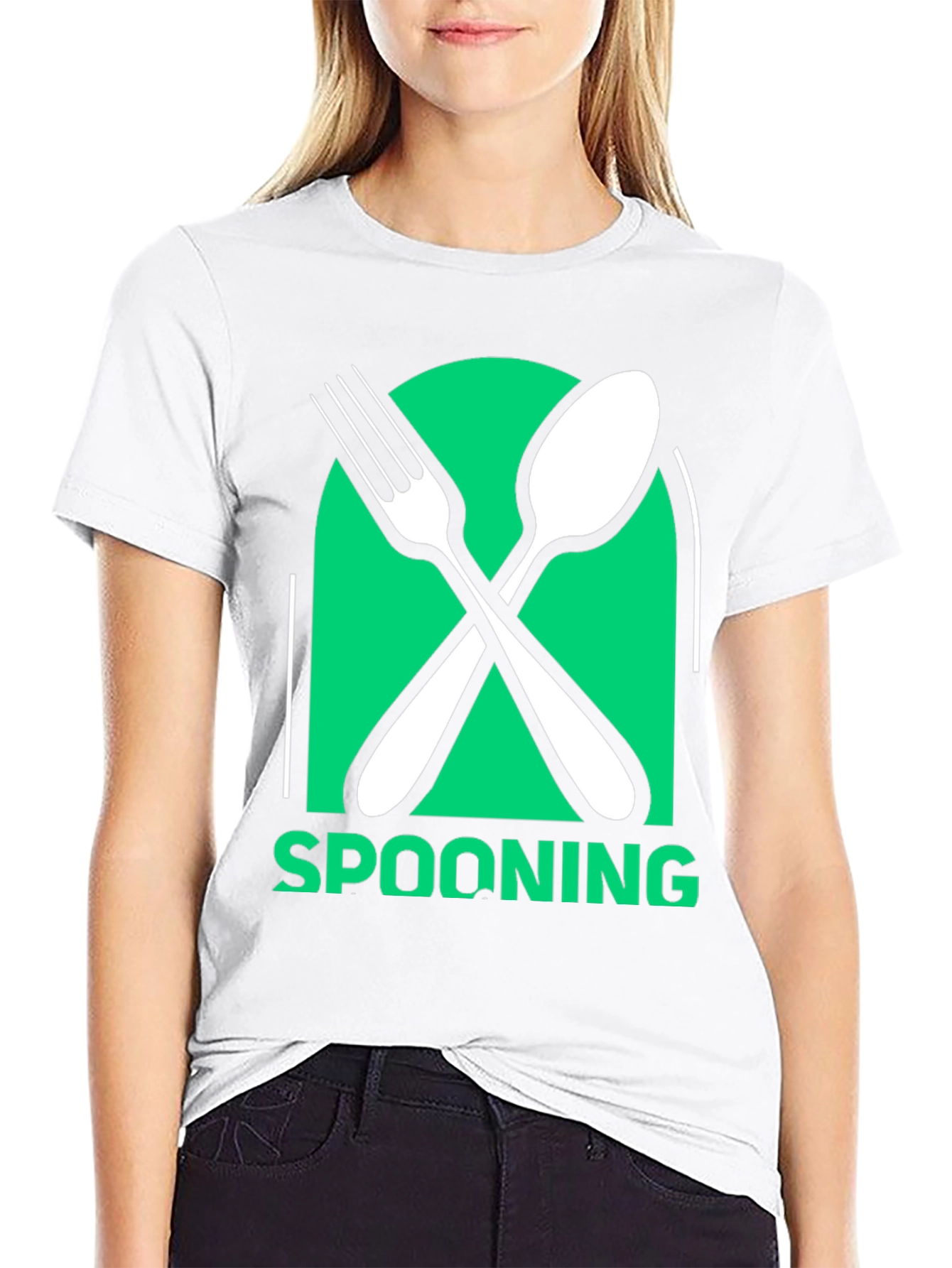 Spooning Utensil Graphic Tee - Casual Black T-Shirt