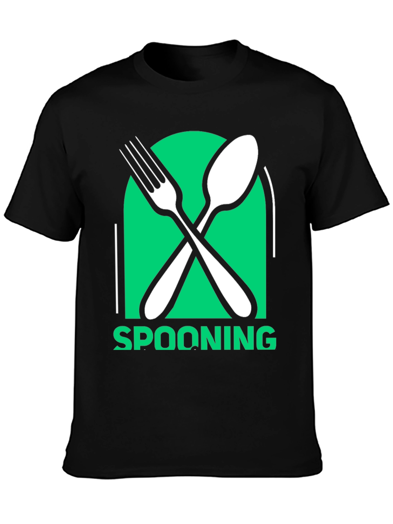 Spooning Utensil Graphic Tee - Casual Black T-Shirt