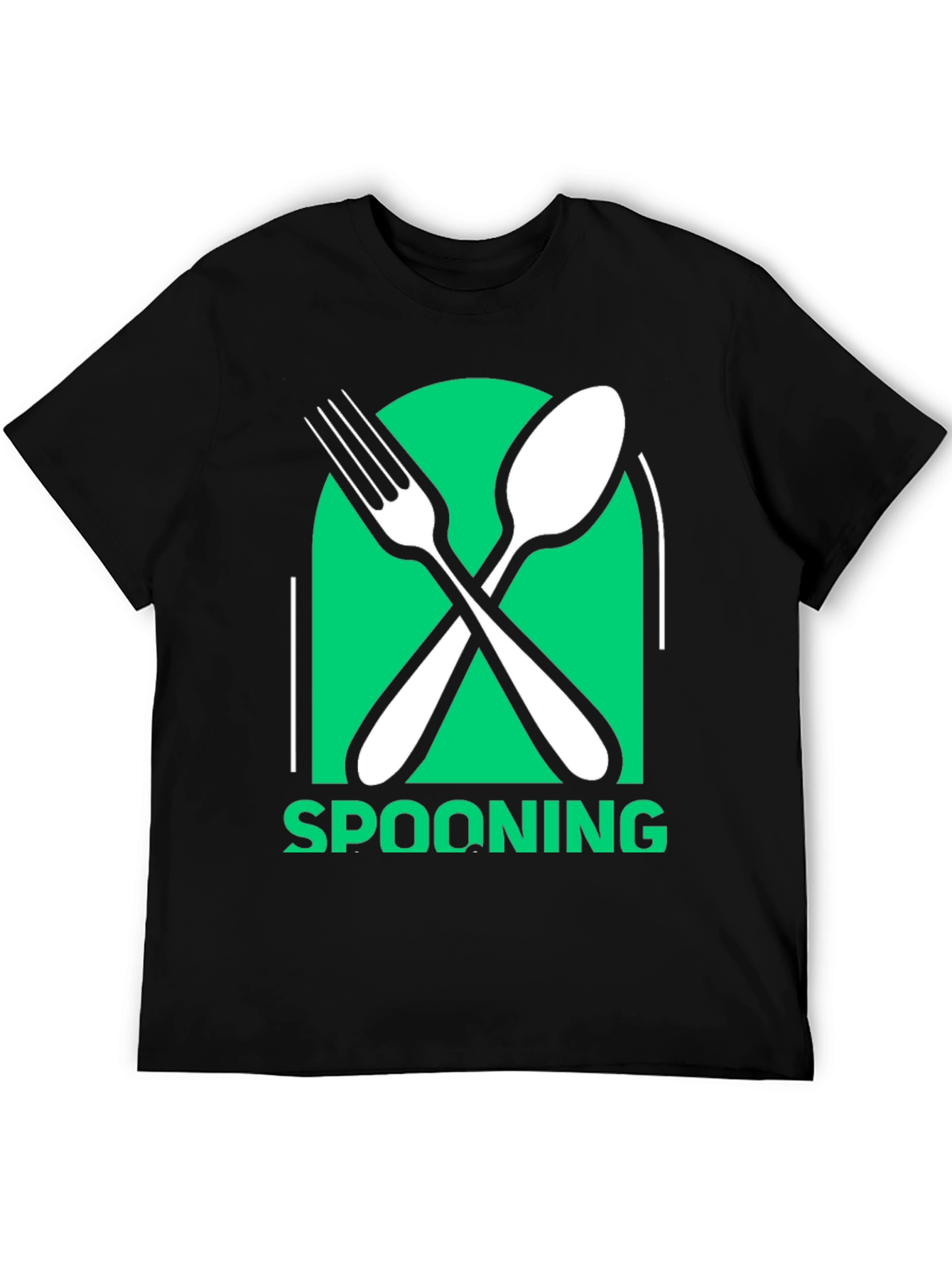 Spooning Utensil Graphic Tee - Casual Black T-Shirt