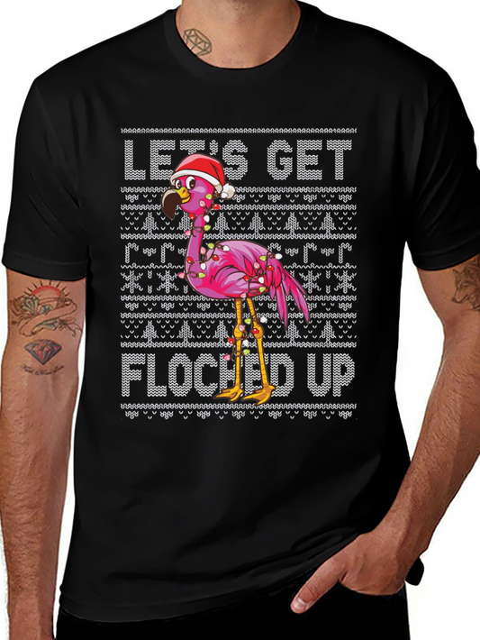 Festive Flamingo Christmas Graphic Tee