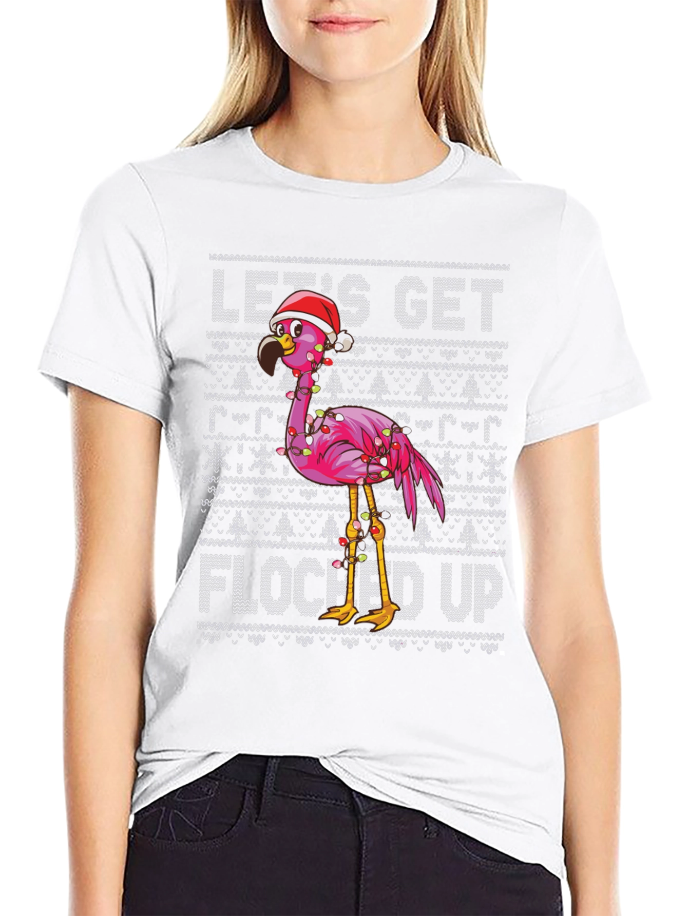 Festive Flamingo Christmas Graphic Tee