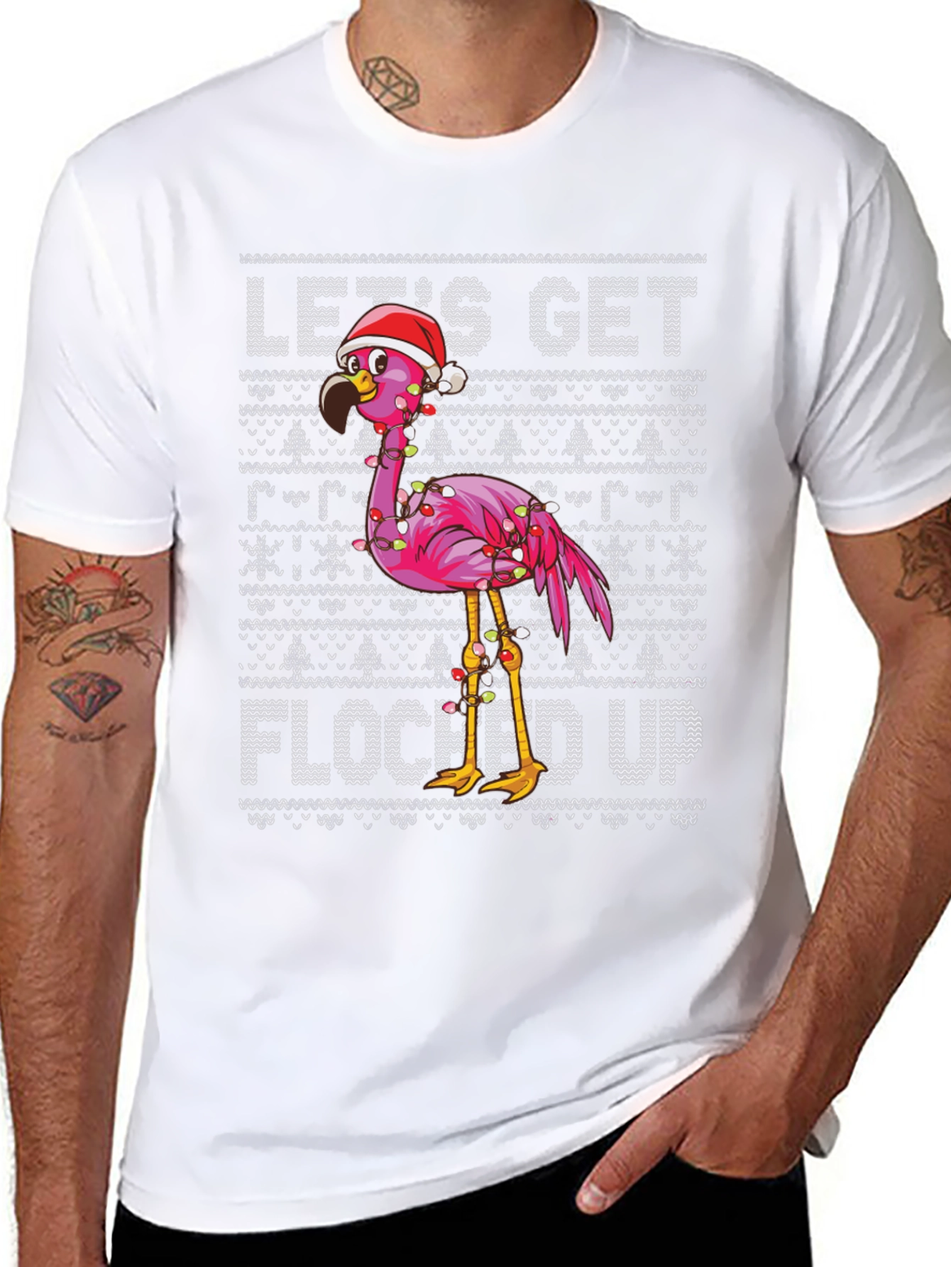 Festive Flamingo Christmas Graphic Tee