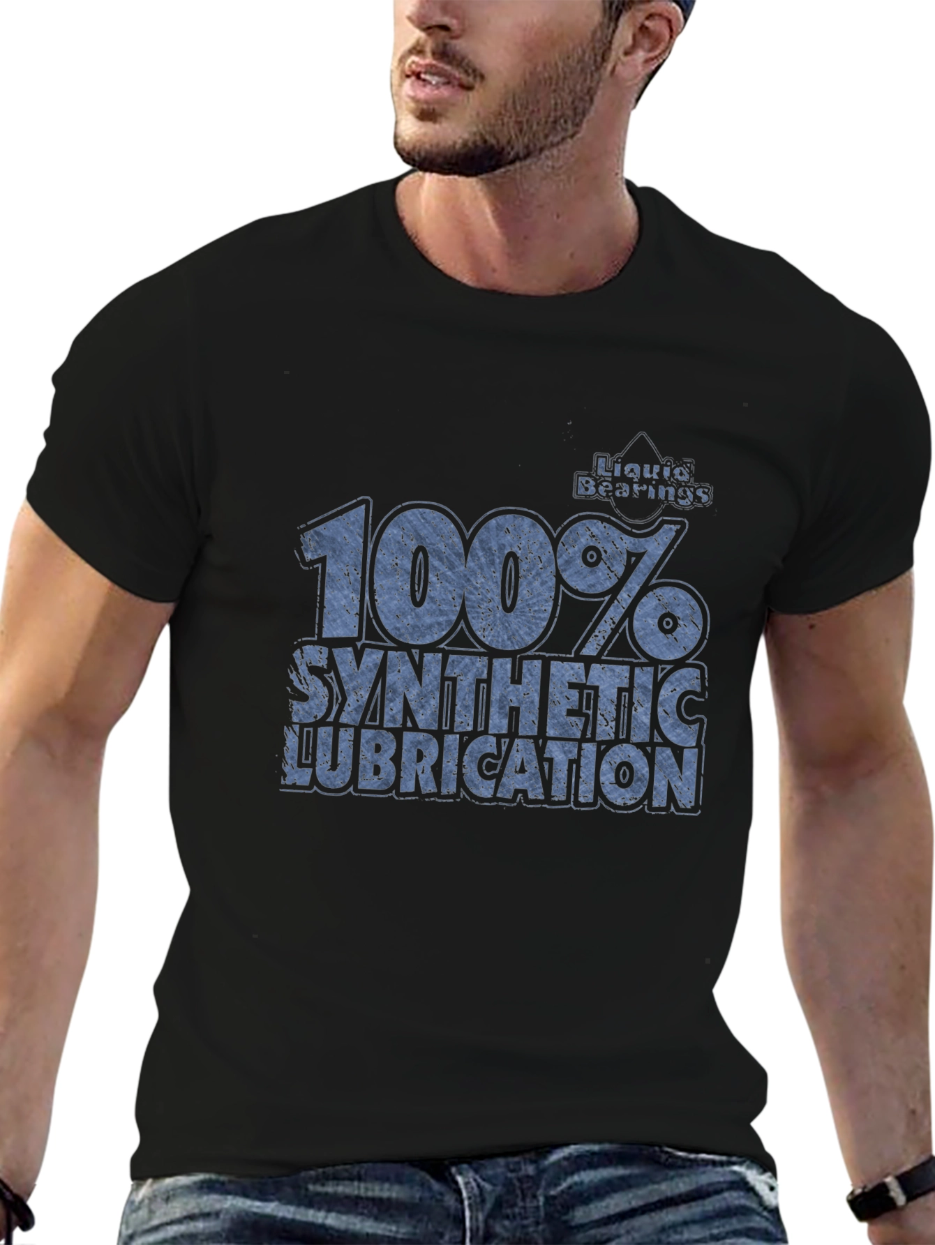 100% Synthetic Lubrication Black T-Shirt