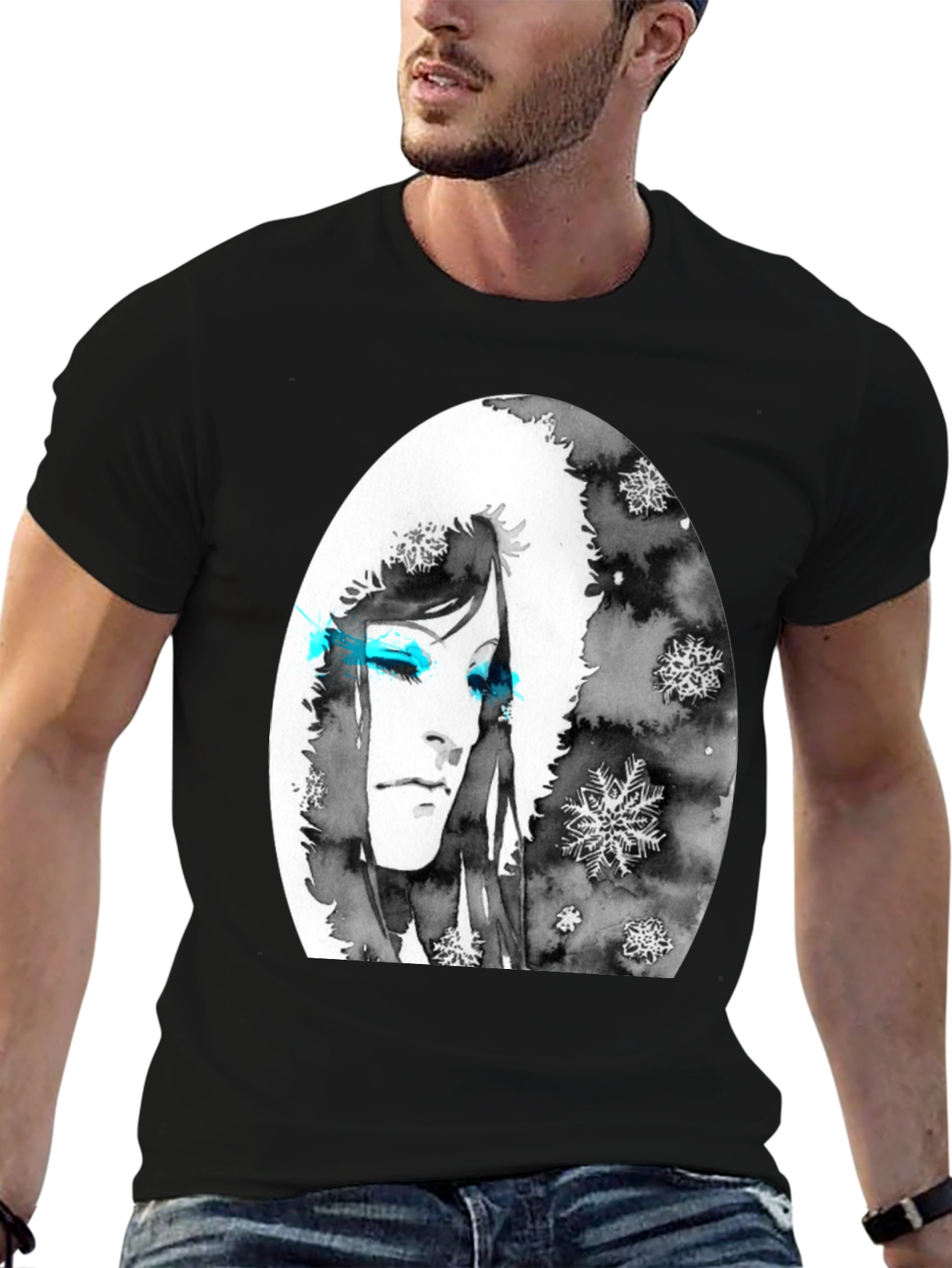 Winter Woman Graphic Tee - Soft Black Cotton