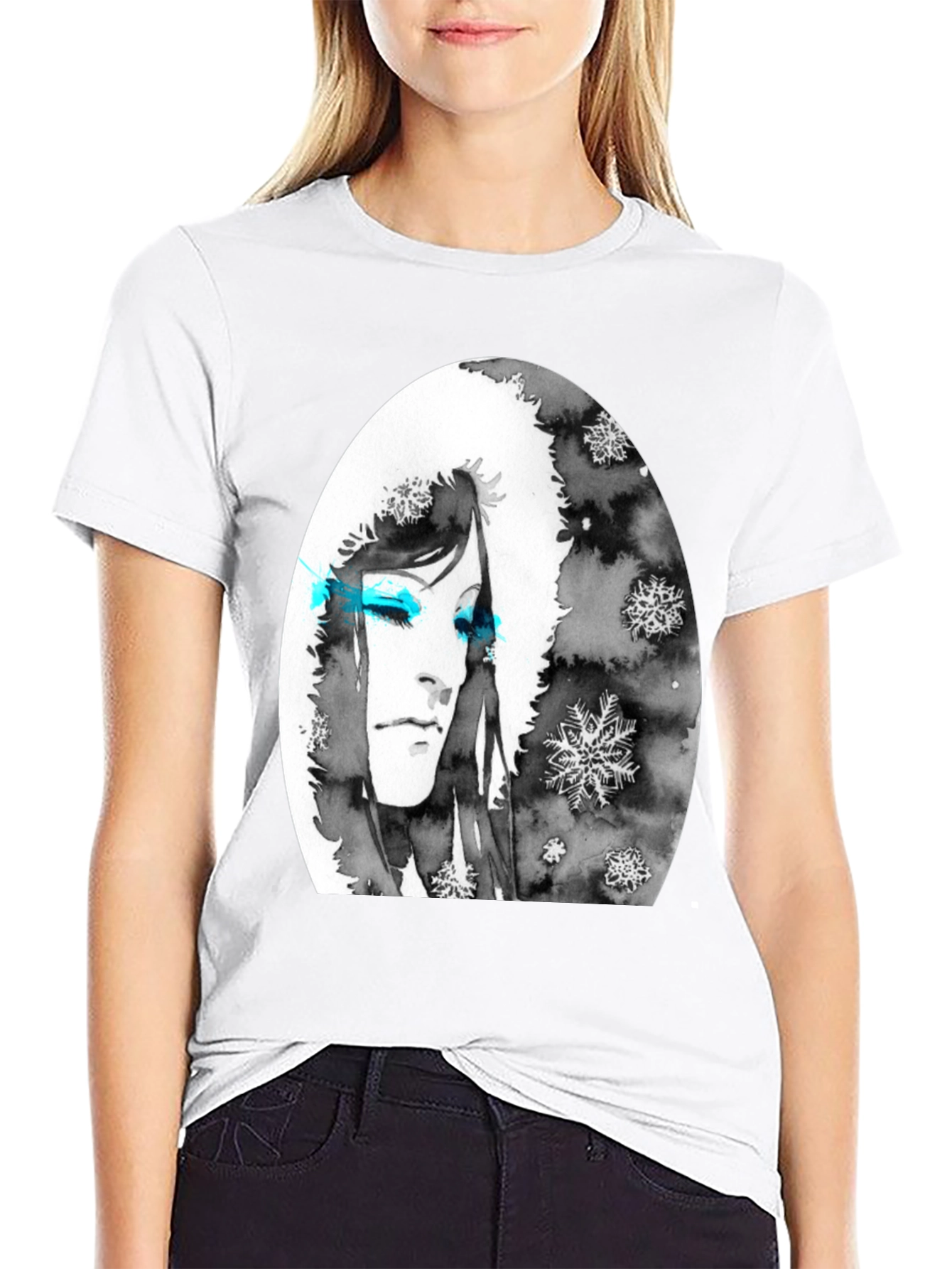 Winter Woman Graphic Tee - Soft Black Cotton