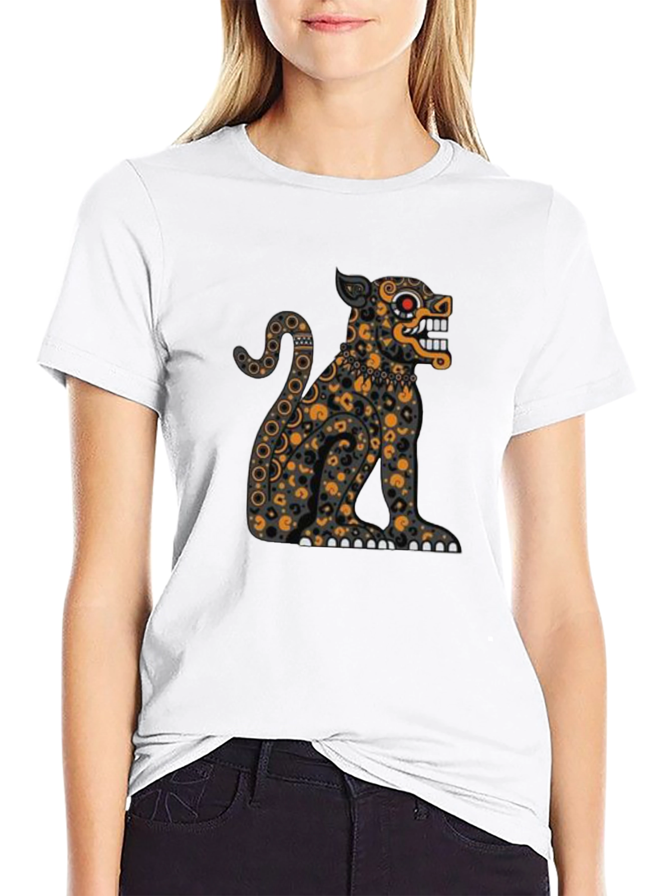 Aztec Jaguar Graphic Tee - Stylish Black T-Shirt