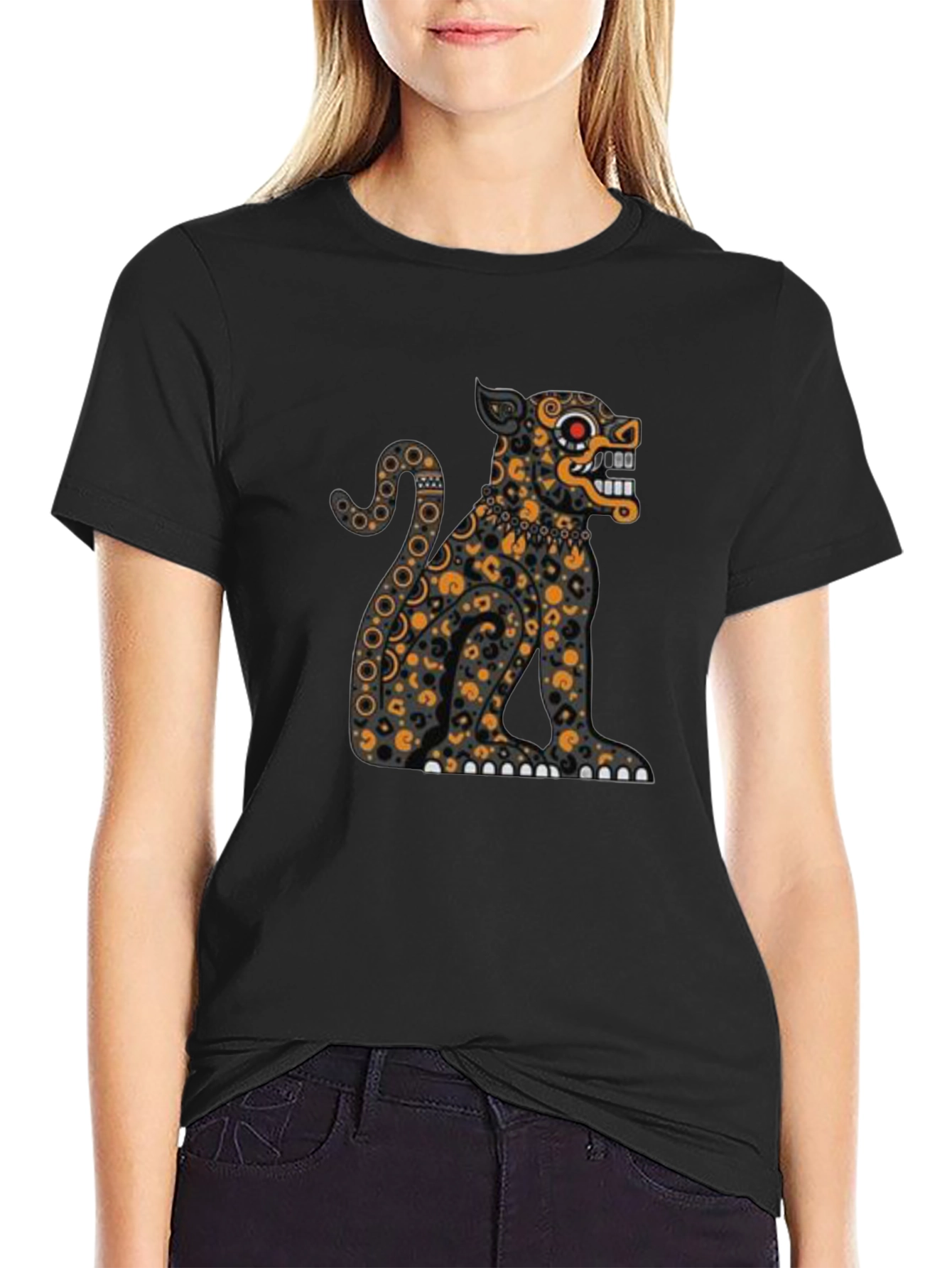 Aztec Jaguar Graphic Tee - Stylish Black T-Shirt