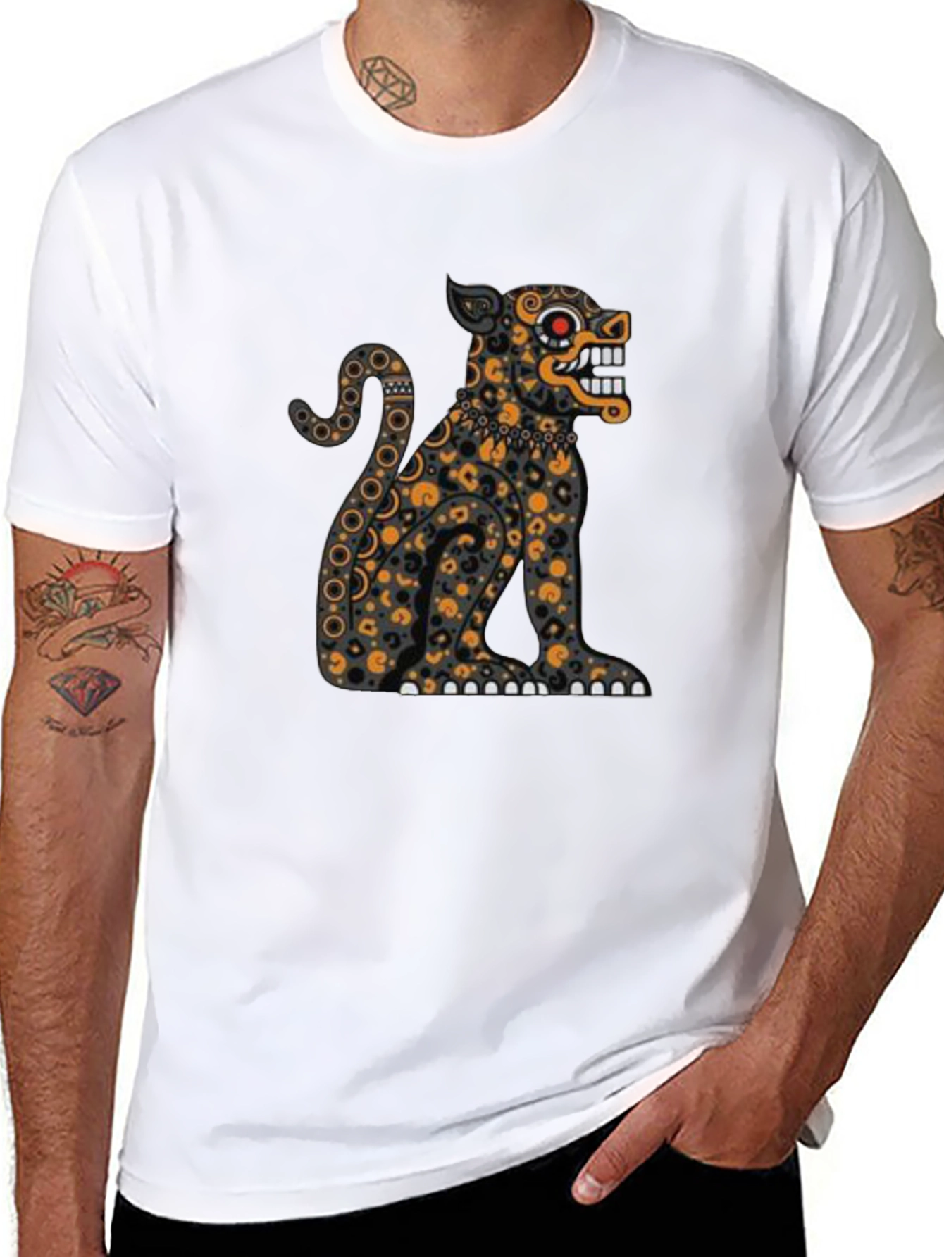 Aztec Jaguar Graphic Tee - Stylish Black T-Shirt