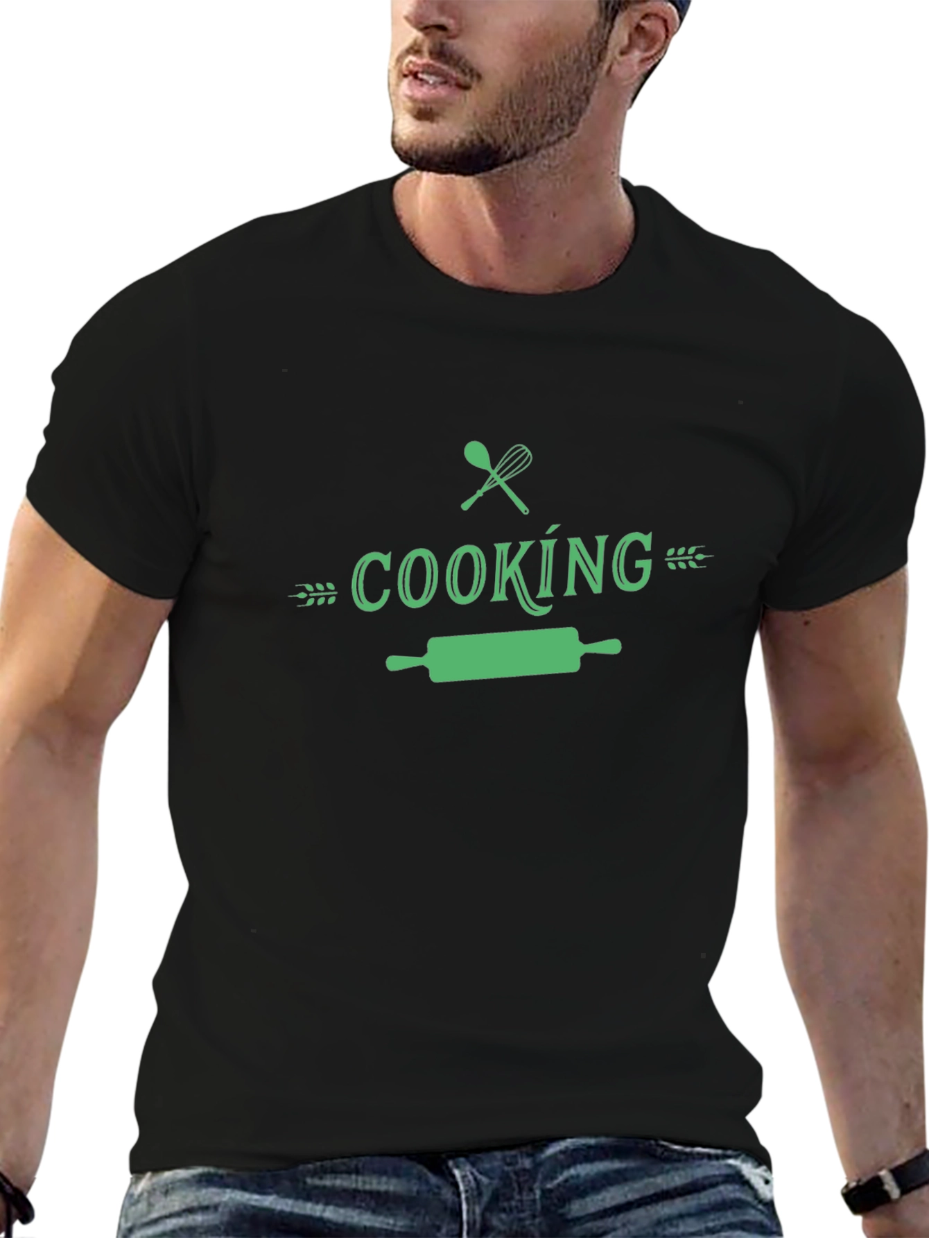 Cooking Themed Black Cotton T-Shirt