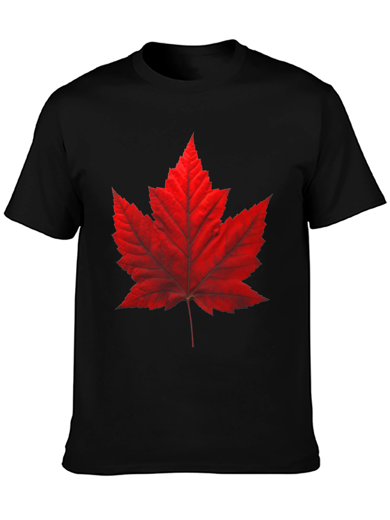 Maple Leaf Graphic Tee - Casual Black T-Shirt