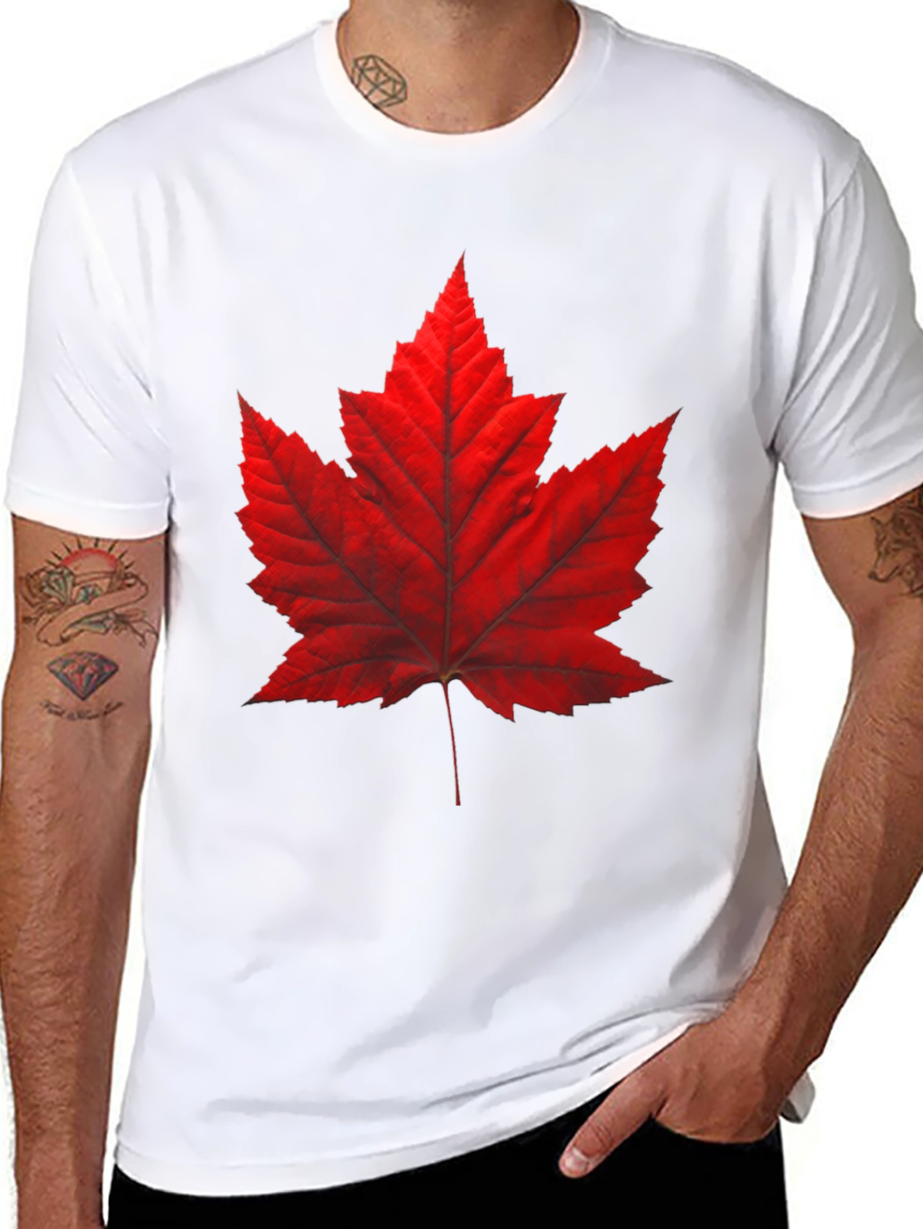 Maple Leaf Graphic Tee - Casual Black T-Shirt