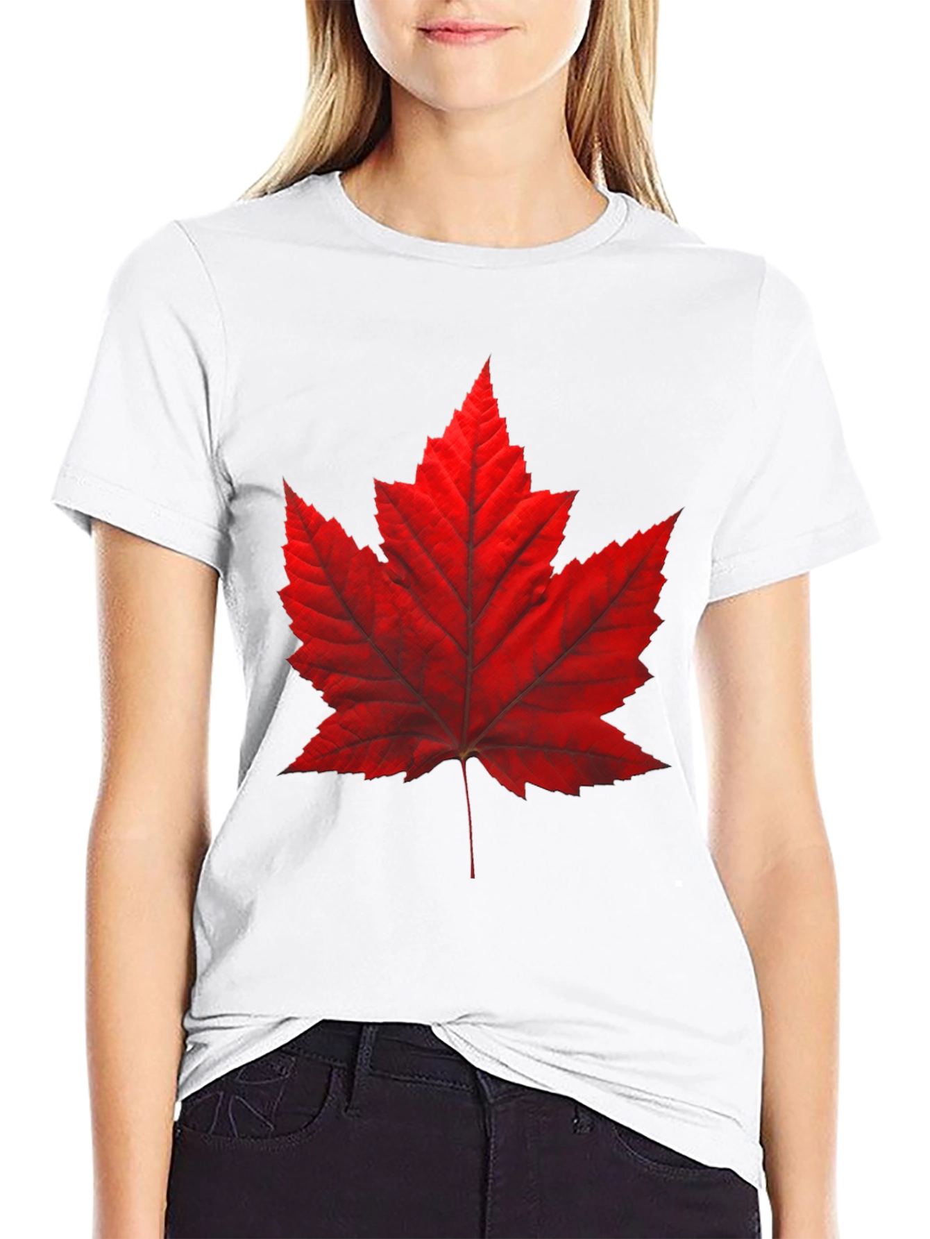 Maple Leaf Graphic Tee - Casual Black T-Shirt